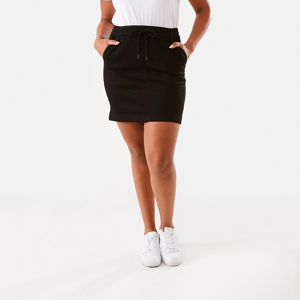 7 Knit Denim Mini Skirt Black Wash, 7 of 7