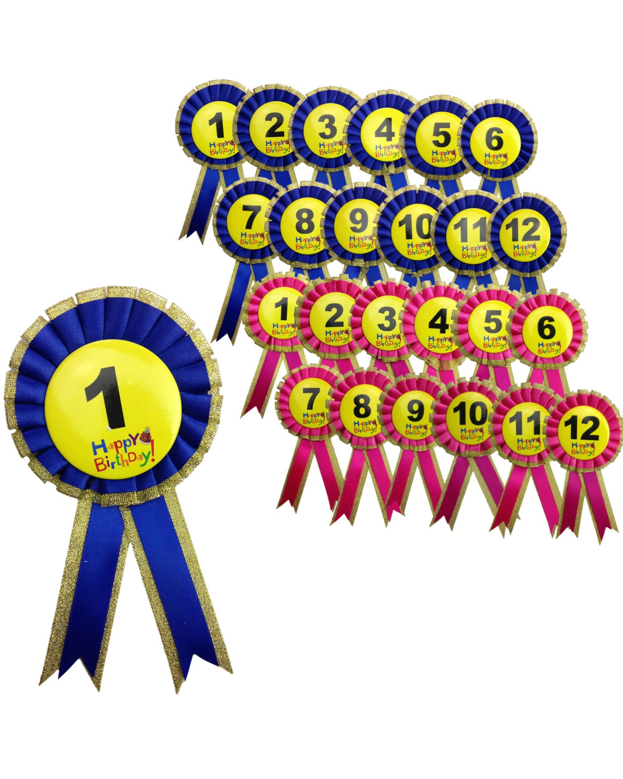 1 BR Costumes Kids Birthday Badge Rosette with Ribbon Age 10 Party Favour in Pink, 1 of 3