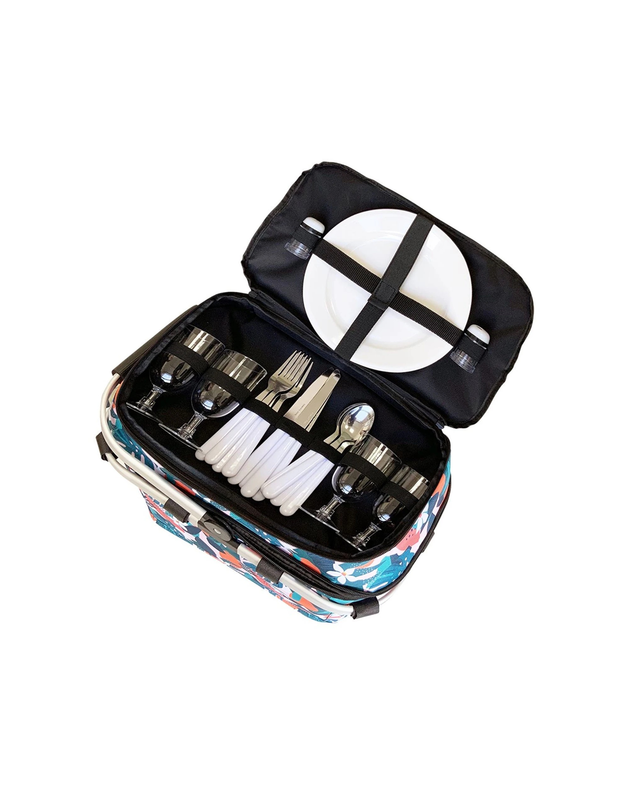 4 Sachi 4 Person Insulated Picnic Basket With Tableware Set Lightweight Design - Pattern, 4 of 4