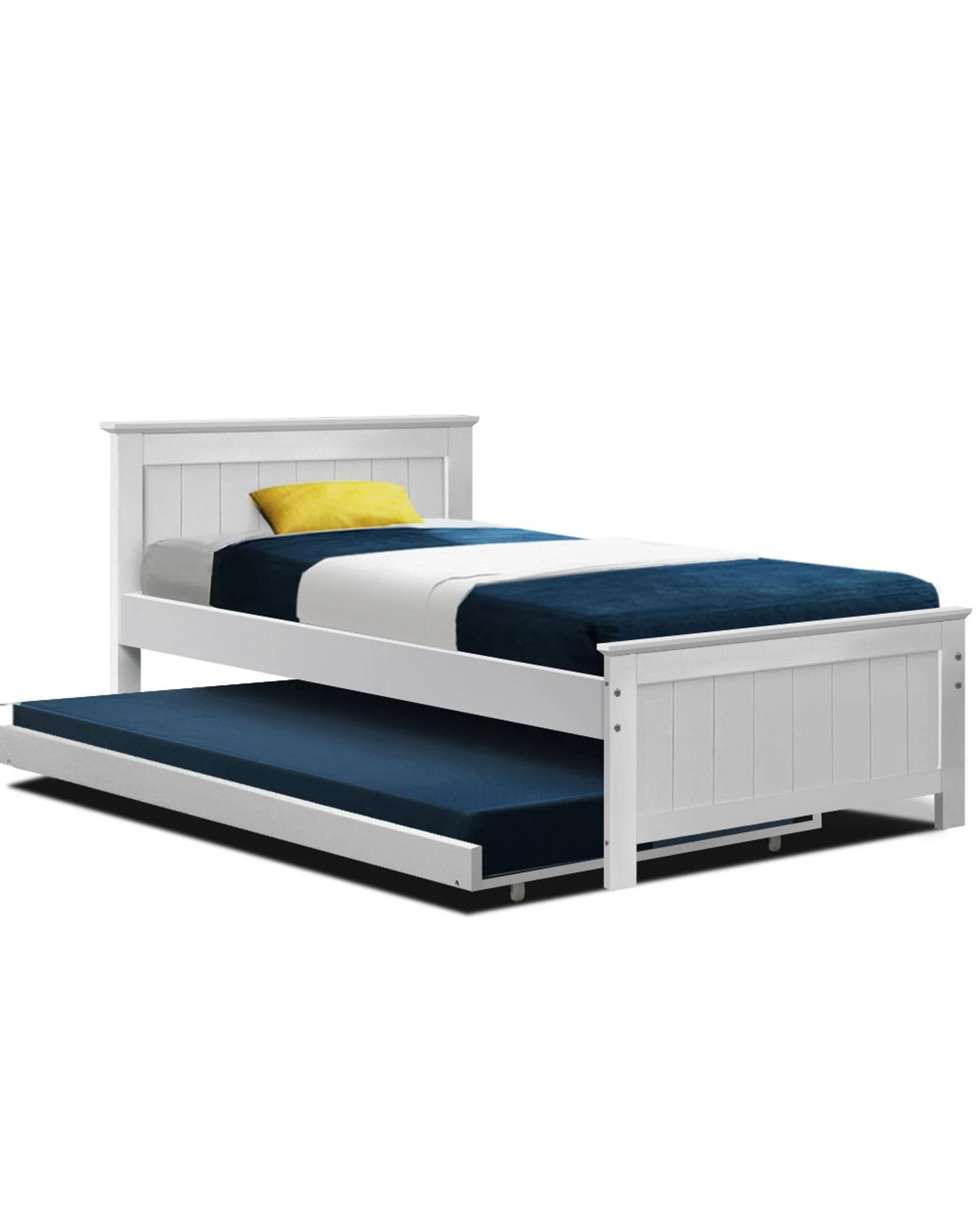 1 Artiss Bed Frame King Single Size Wooden Trundle Daybed
 - White, 1 of 3