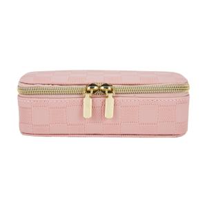 Pink Check Small Zip Jewellery Case