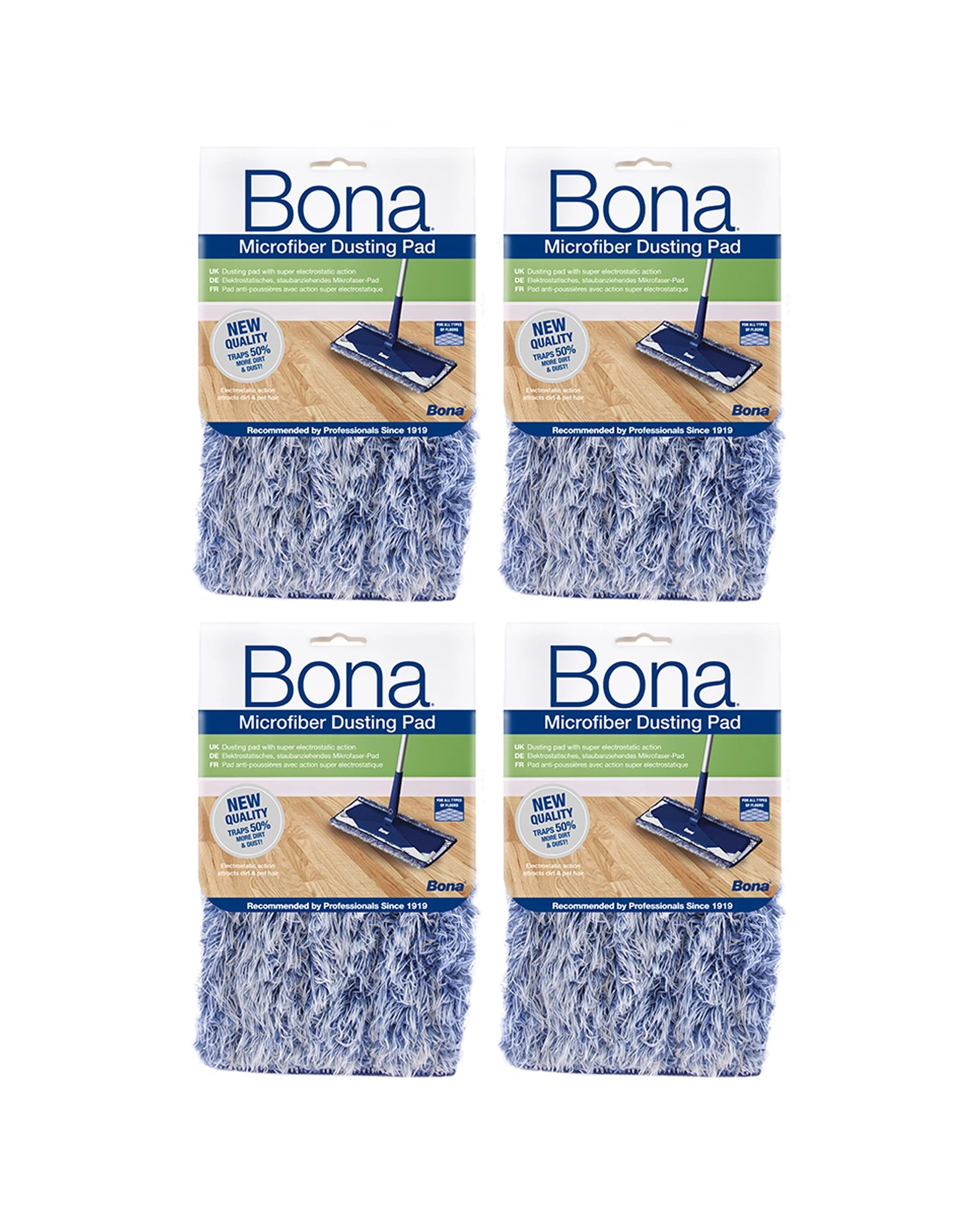 1 Bona 4PK Microfibre Dusting Pad Electrostatic Action Washable Reusable - Multi, 1 of 1