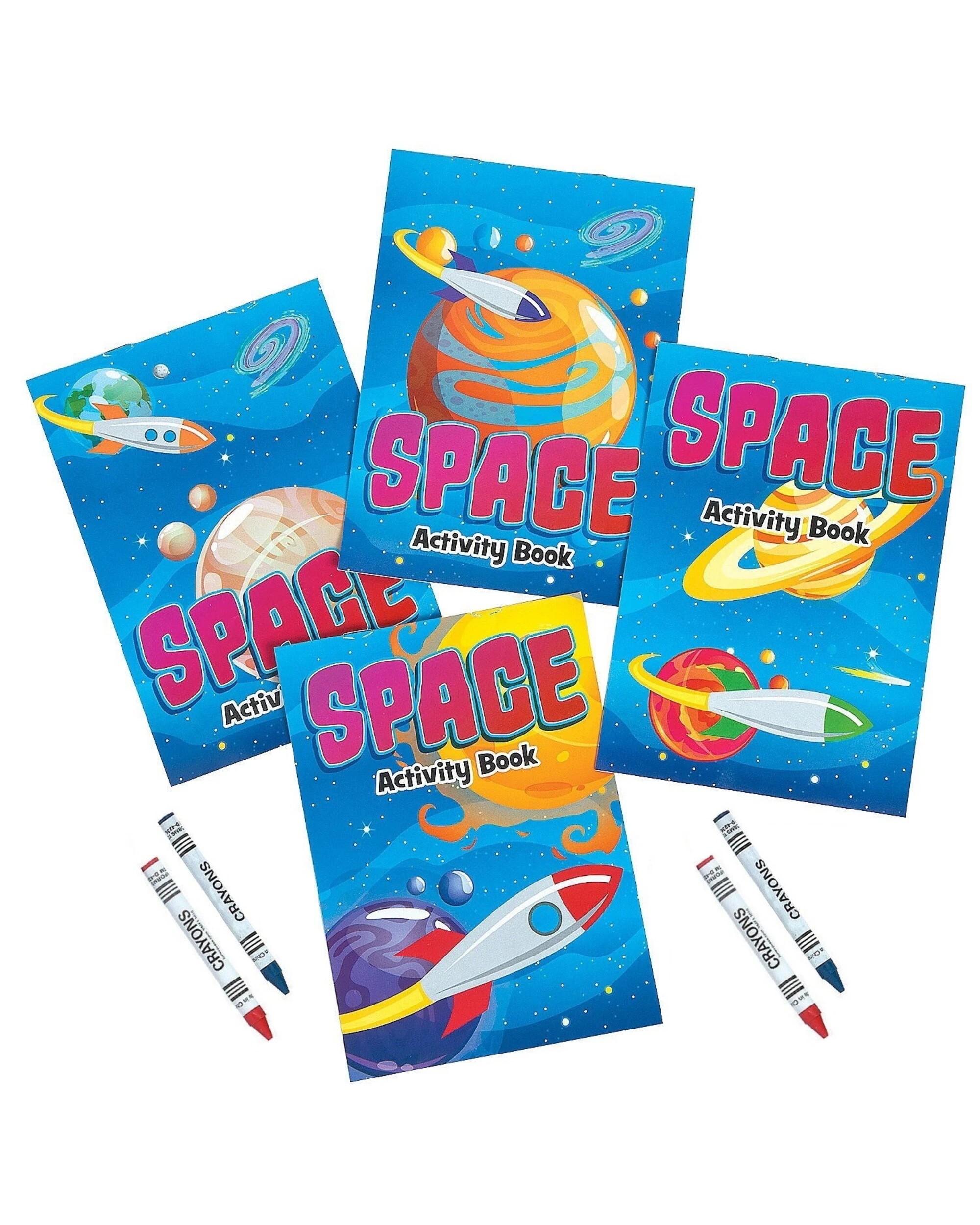 1 Partyrama Space Activity Books with Crayons Pack of 12, 1 of 1