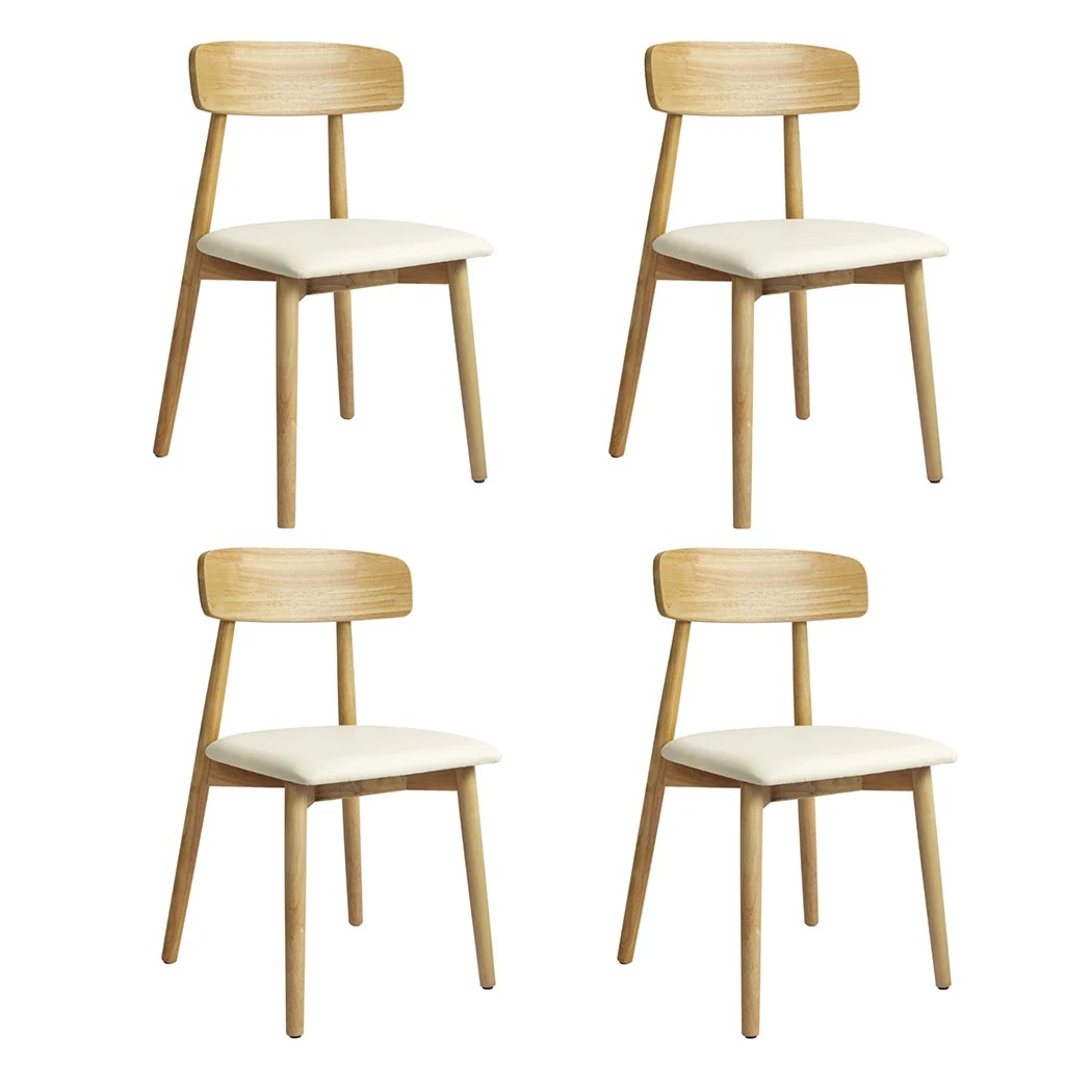 1 Levede 4pcs Dining Chairs Solid Wood in Natrual Colour, 1 of 6