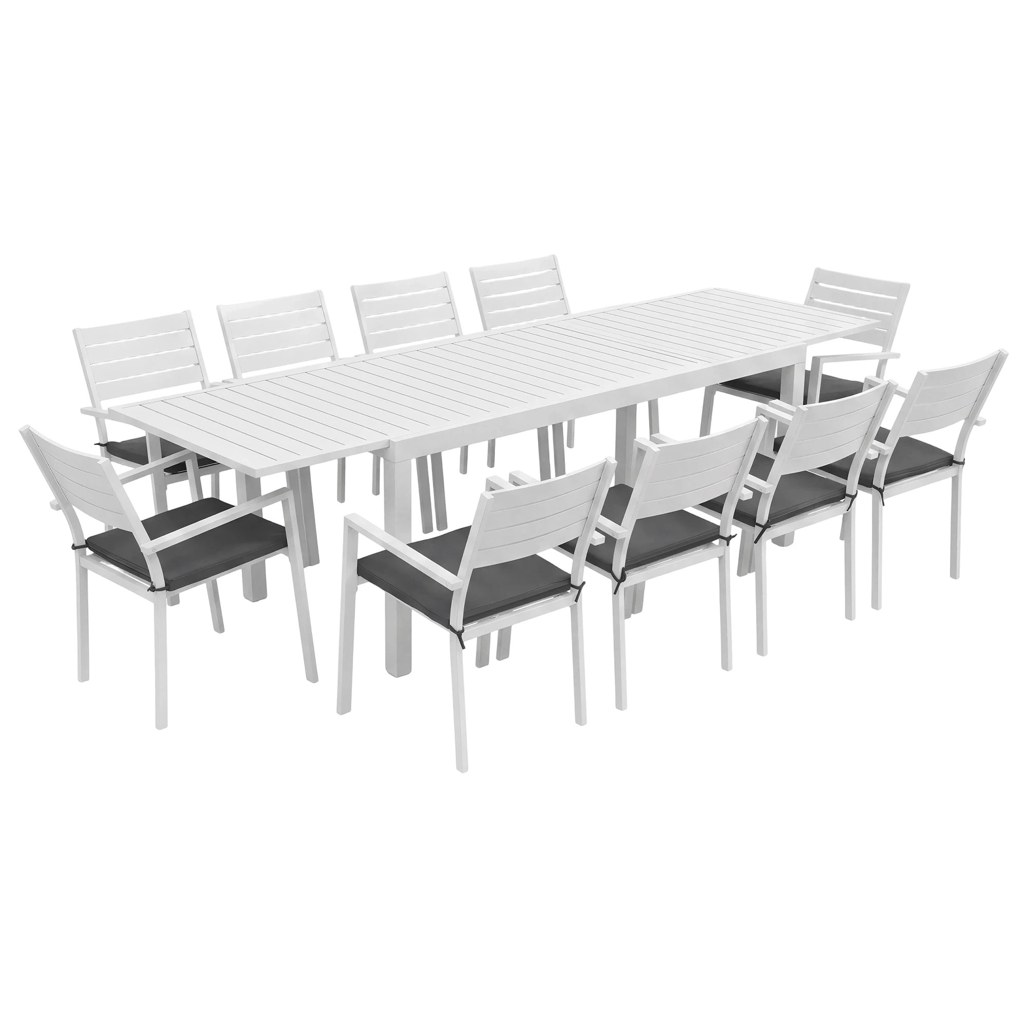 1 Gardeon Outdoor Dining Set 11PCS Aluminum Extendable Table and Chairs Patio Furniture - White, 1 of 9