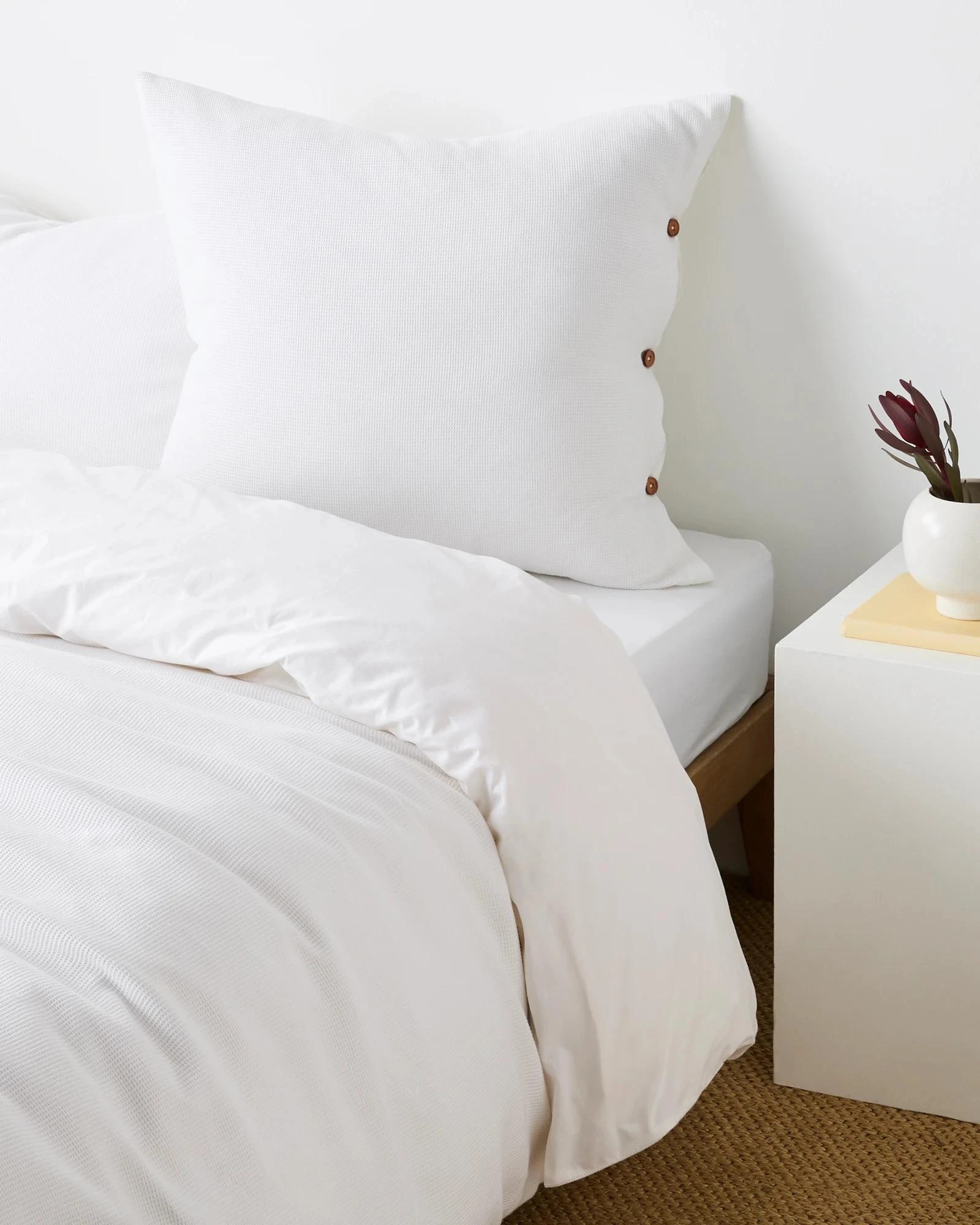 1 Target Nico Mini Waffle Australian Cotton European Pillowcase - Queen Bed - White, 1 of 2