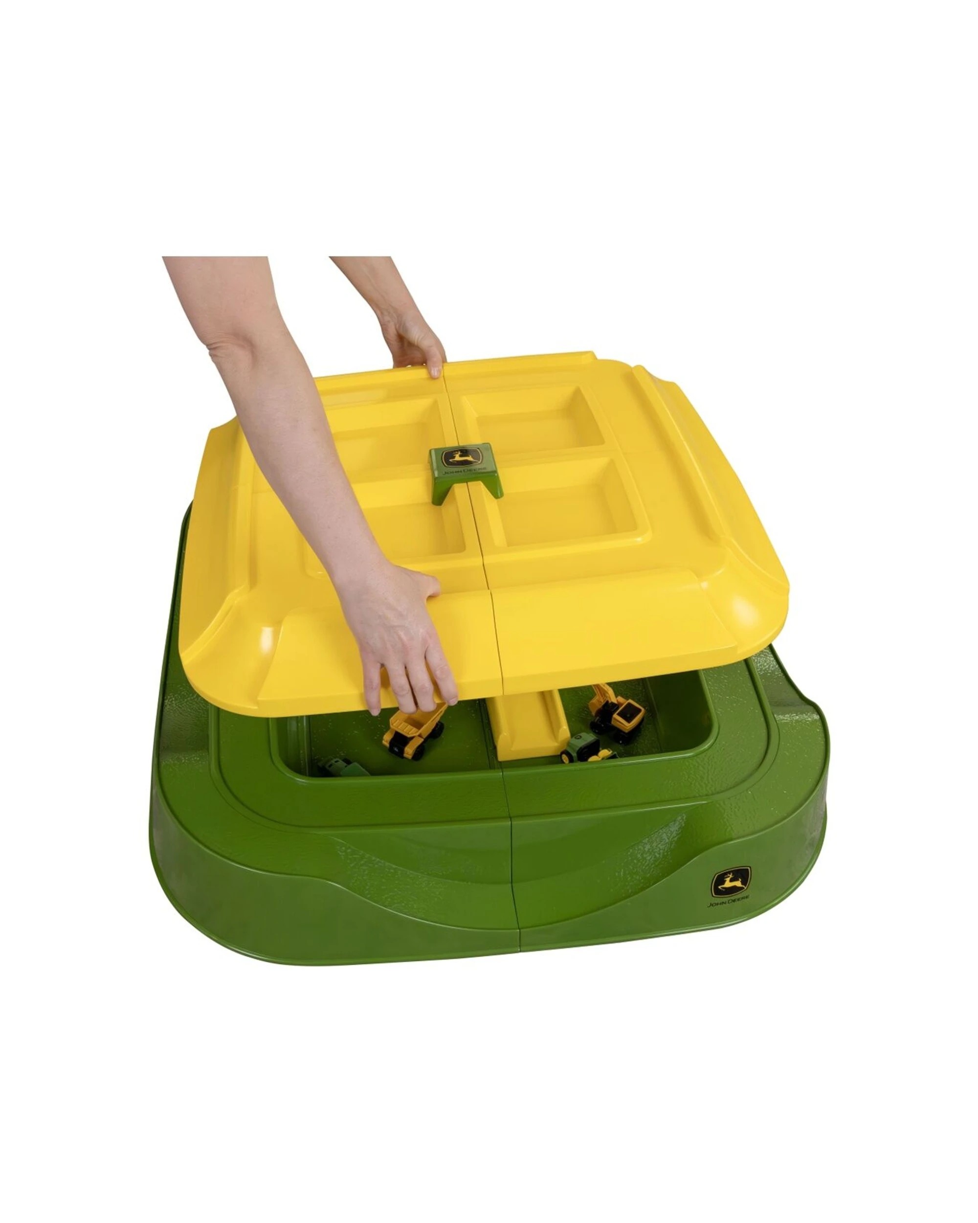 John Deere Worksite Sand Pit Box Play Set 5 Mini Vehicles and Cover 18m ...