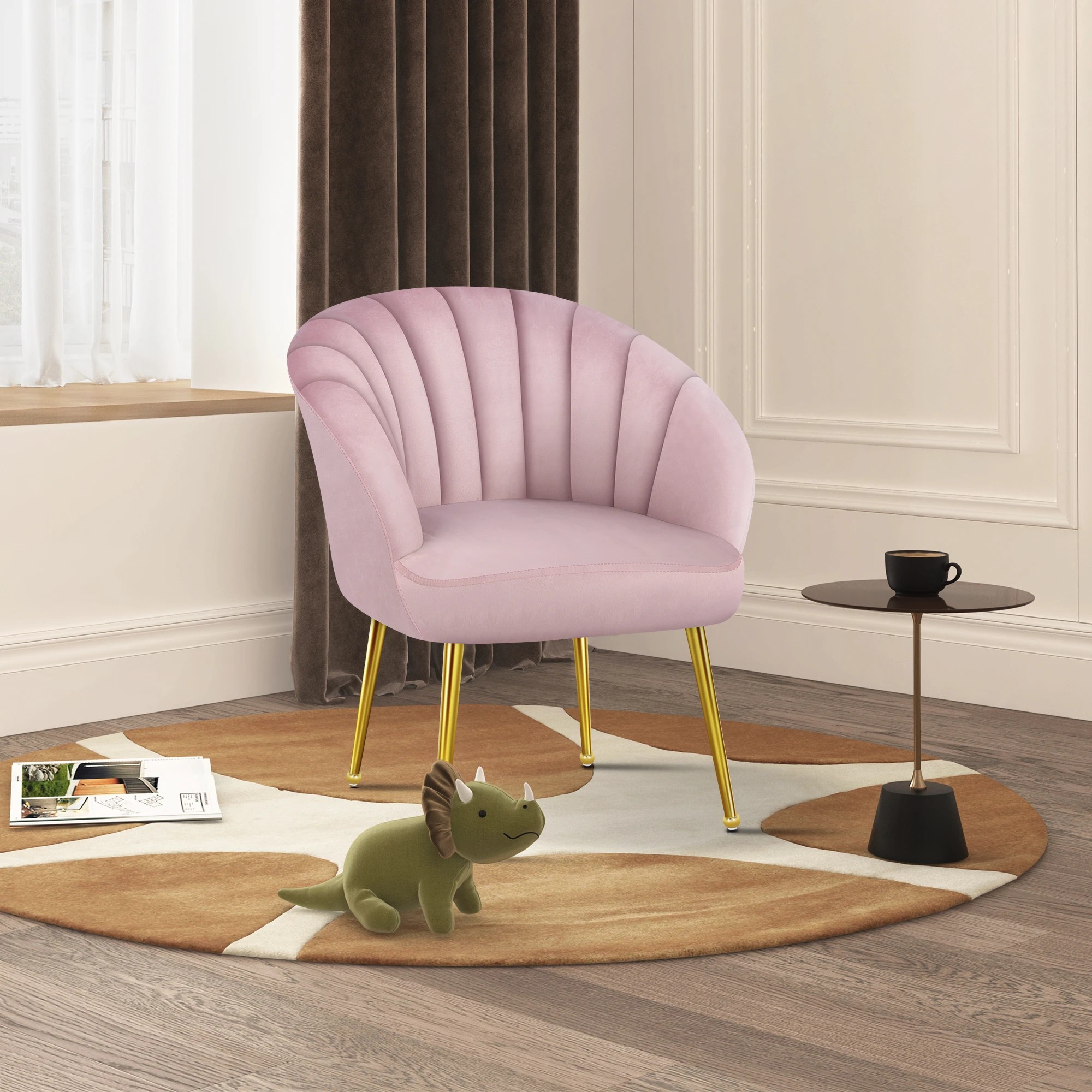 5 Alfordson Armchair Lounge Chair Accent Tub Chair Sofa Couch Velvet - Pink, 5 of 9