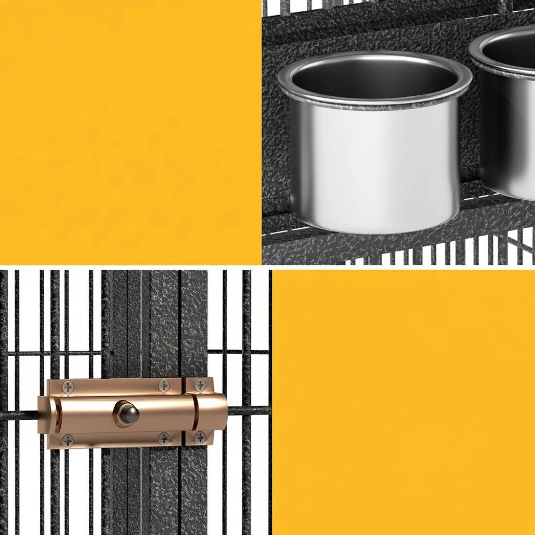 6 i.Pet Bird Cage Large Walk-in Aviary Budgie Perch Cage Parrot Pet Huge 203cm - Black, 6 of 6