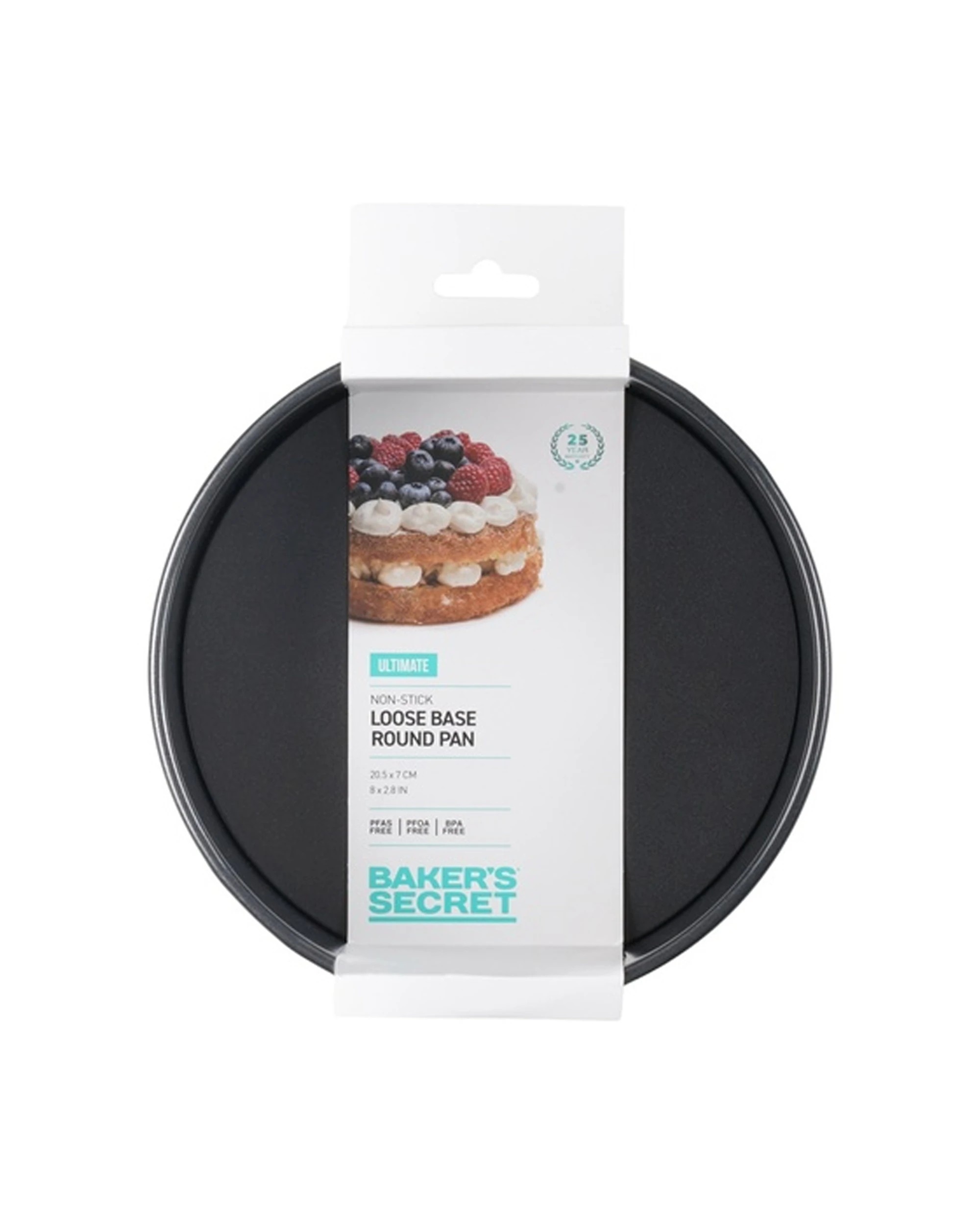 3 Bakers Secret Ultimate Non-Stick Loose Base Round Cake Pan 20.5cm - Black, 3 of 3