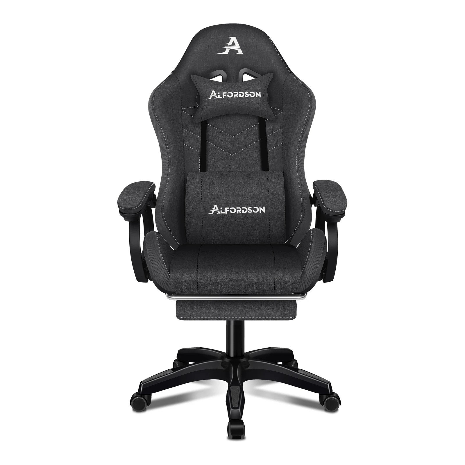 6 Alfordson Gaming Chair Office 12 RGB LED Massage Computer Seat Fabric - Grey, 6 of 10