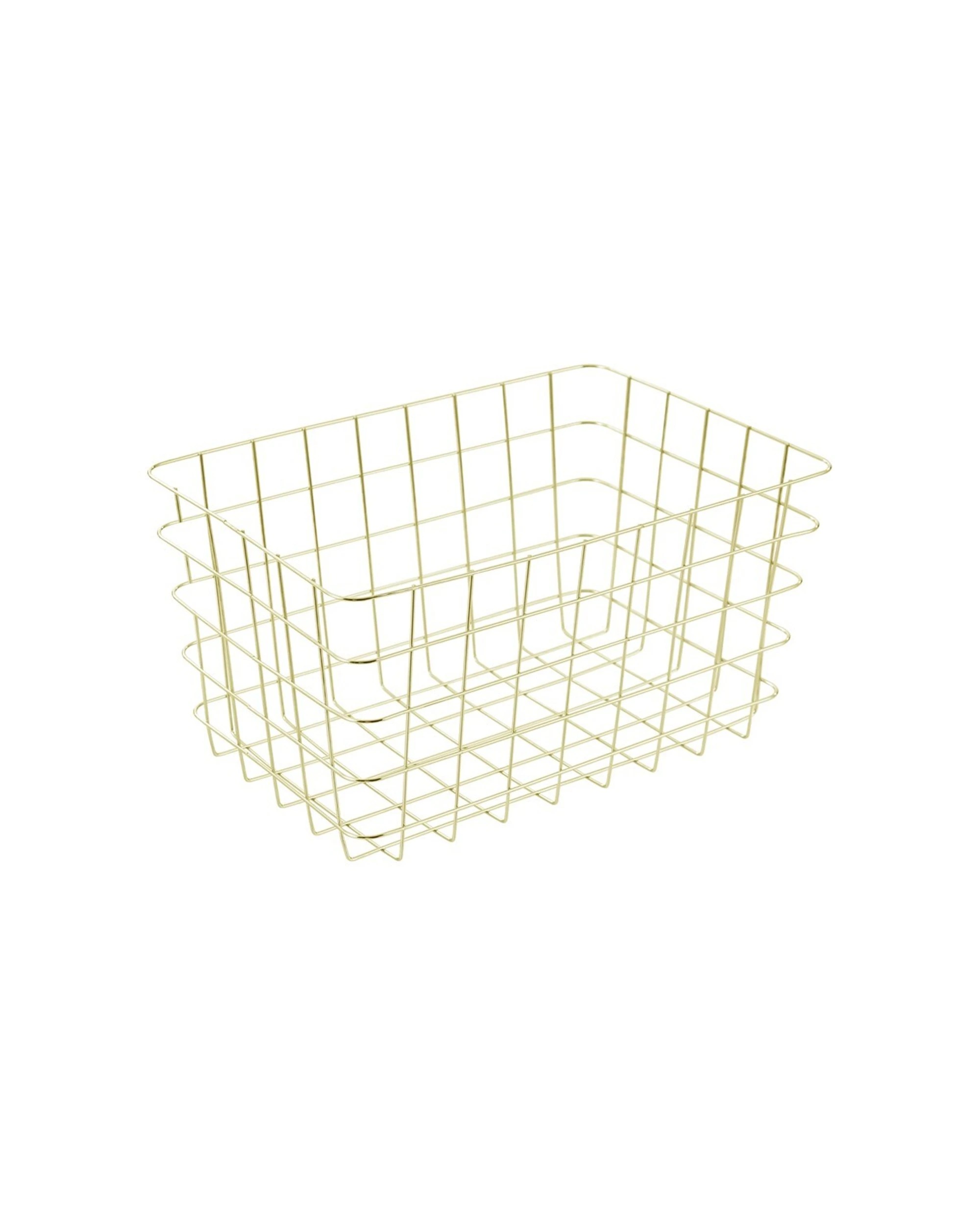 1 Boxsweden Large 38x26cm Wire Storage Basket Kitchen Bathroom Organiser
 - Gold, 1 of 2