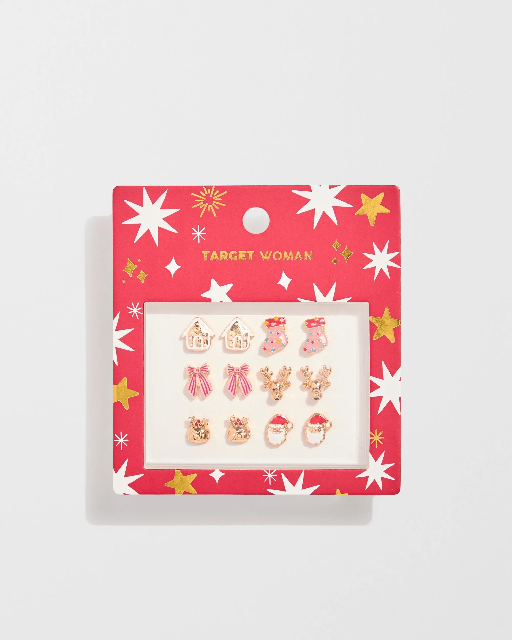 3 Target Woman 6 Pack Novelty Christmas Stud Earrings MULTI, 3 of 3