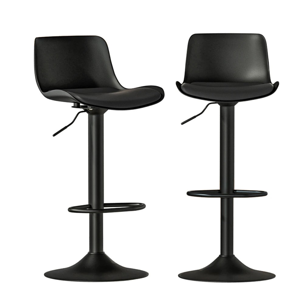1 Artiss 2x Bar Stools Padded Seat Gas Lift - Black, 1 of 6