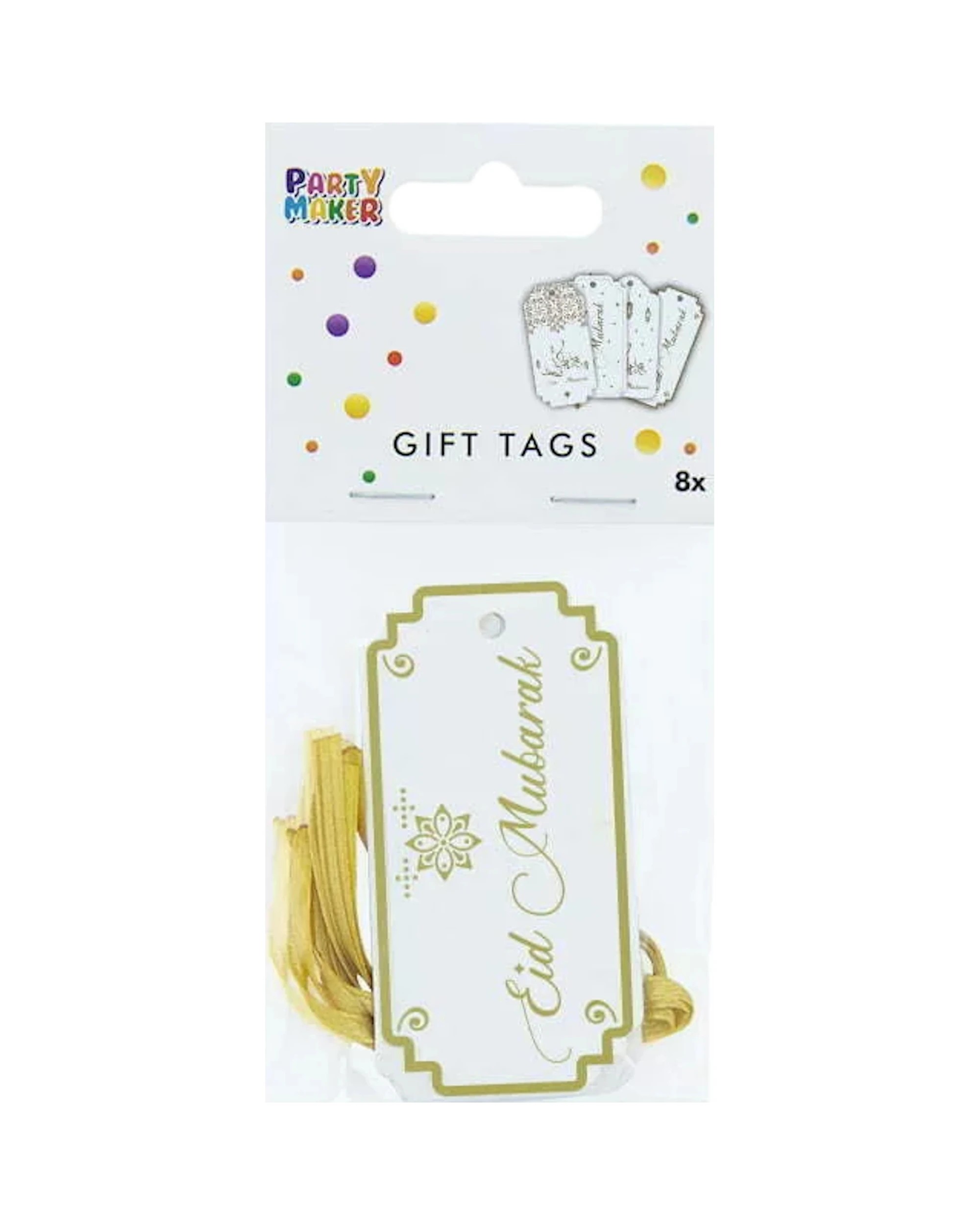 3 Party Maker Eid Mubarak Gift Tags Pack of 8 - Gold, 3 of 3