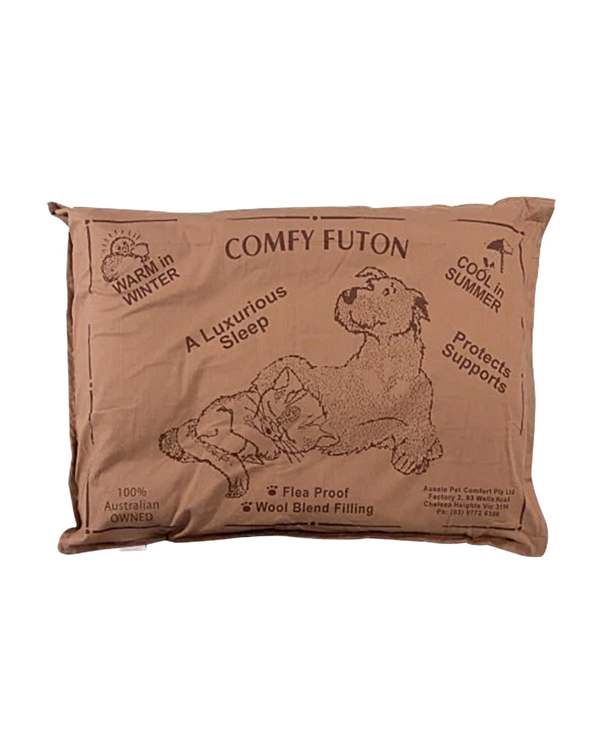 1 Aussie Made Comfy Pet Bed Futon Dog 102cm Wool Blend Large - Brown, 1 of 3