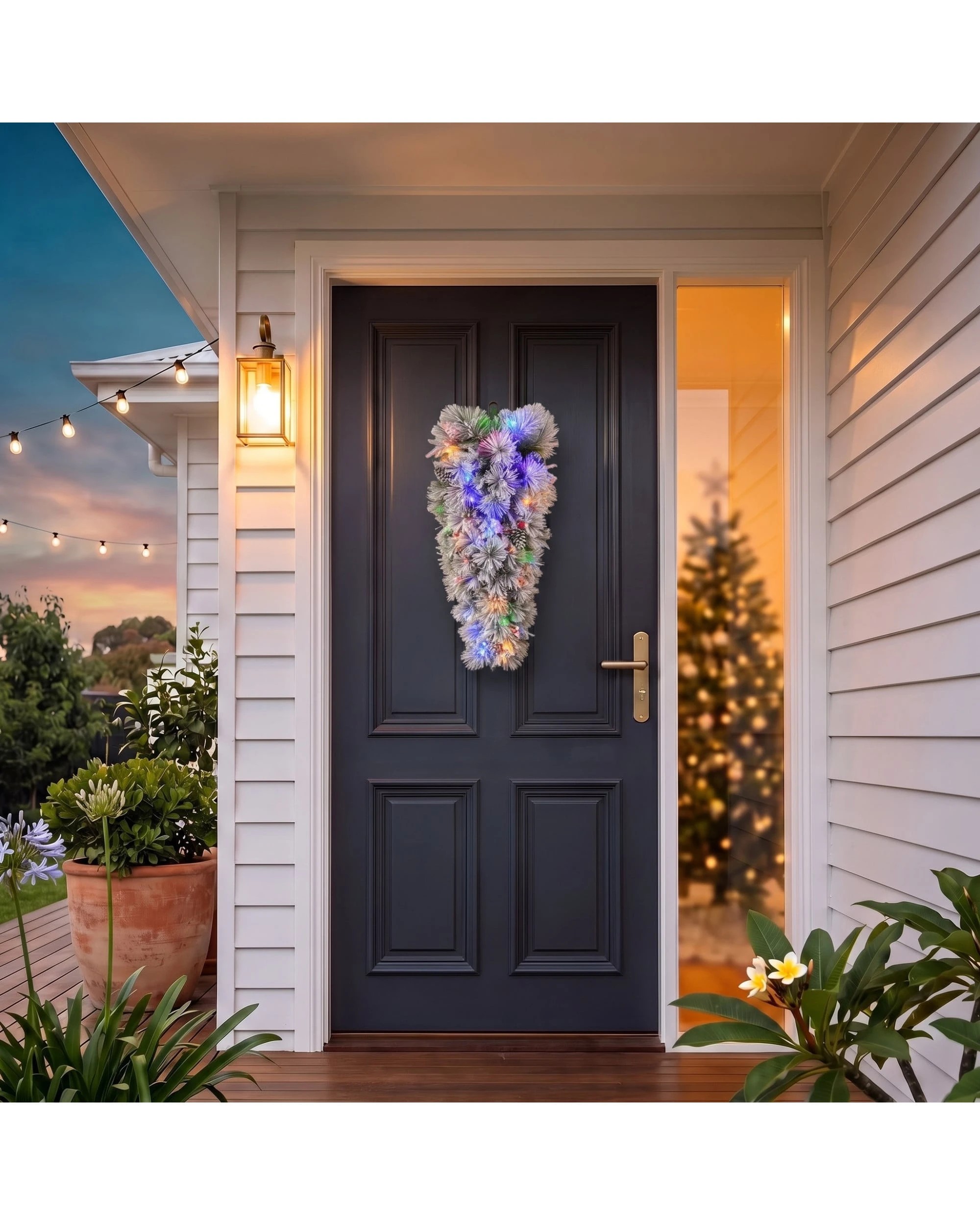 6 Christabelle 90cm Alpine Snow Christmas Garland Teardrop Pre Lit Multi Function LED Timer Flocked Pine Cones Home, 6 of 9