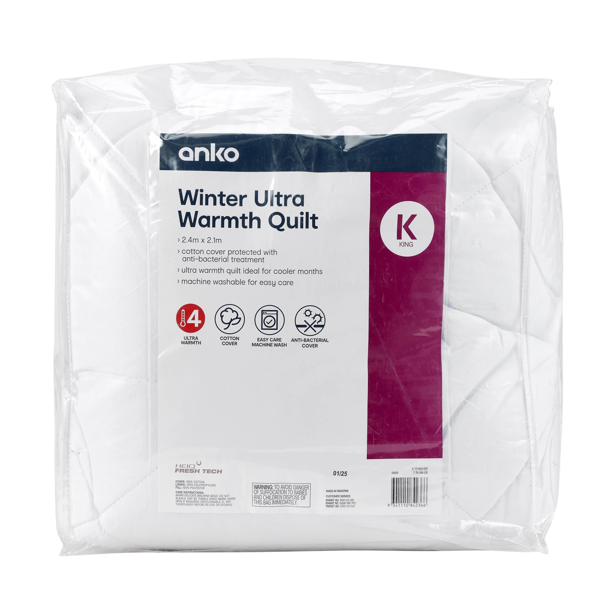 1 Winter Ultra Warmth Quilt - King Bed, White, 1 of 4
