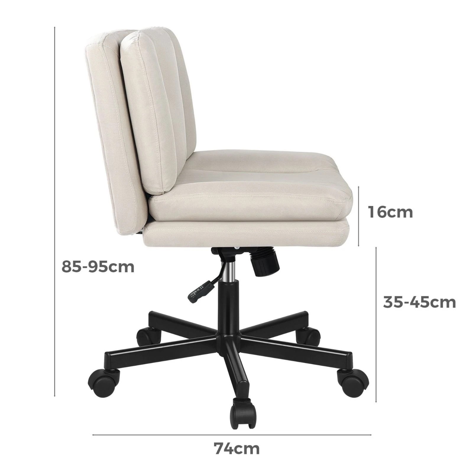 8 Alfordson Armless Office Desk Chair Mid Back Wide Seat w/ Wheels Fabric - Beige, 8 of 10