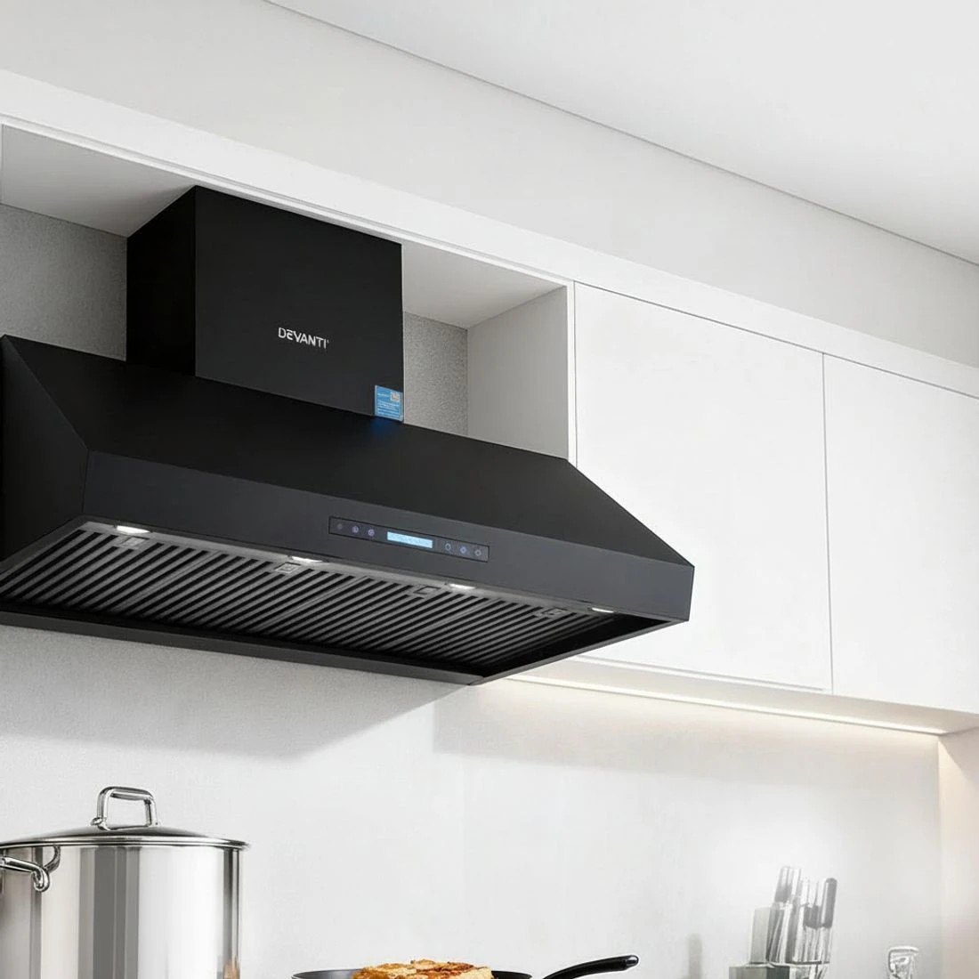 7 Devanti 1200mm Commercial BBQ Range Hood Dual Motor W/ Remote Control - Black, 7 of 7