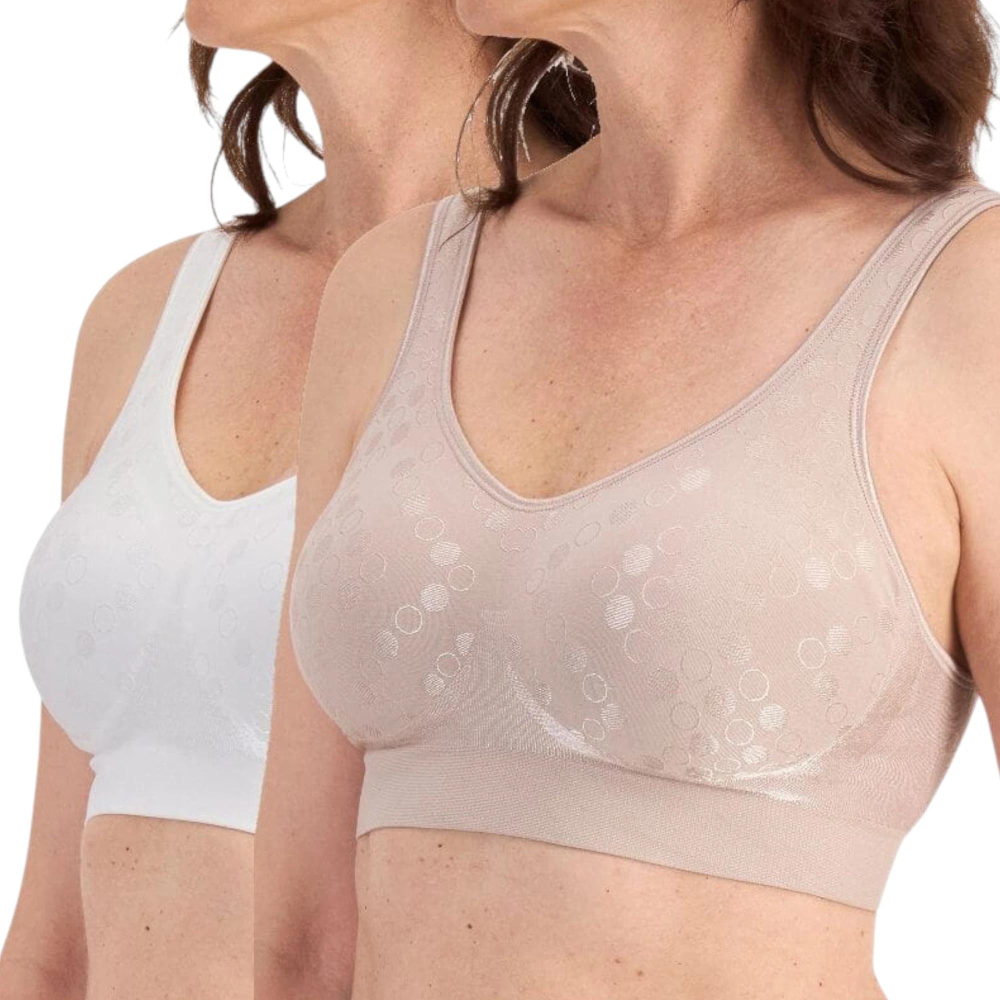 1 Playtex 2 Pack Comfort Revolution Wirefree Bra BLUSH/WHITE, 1 of 8