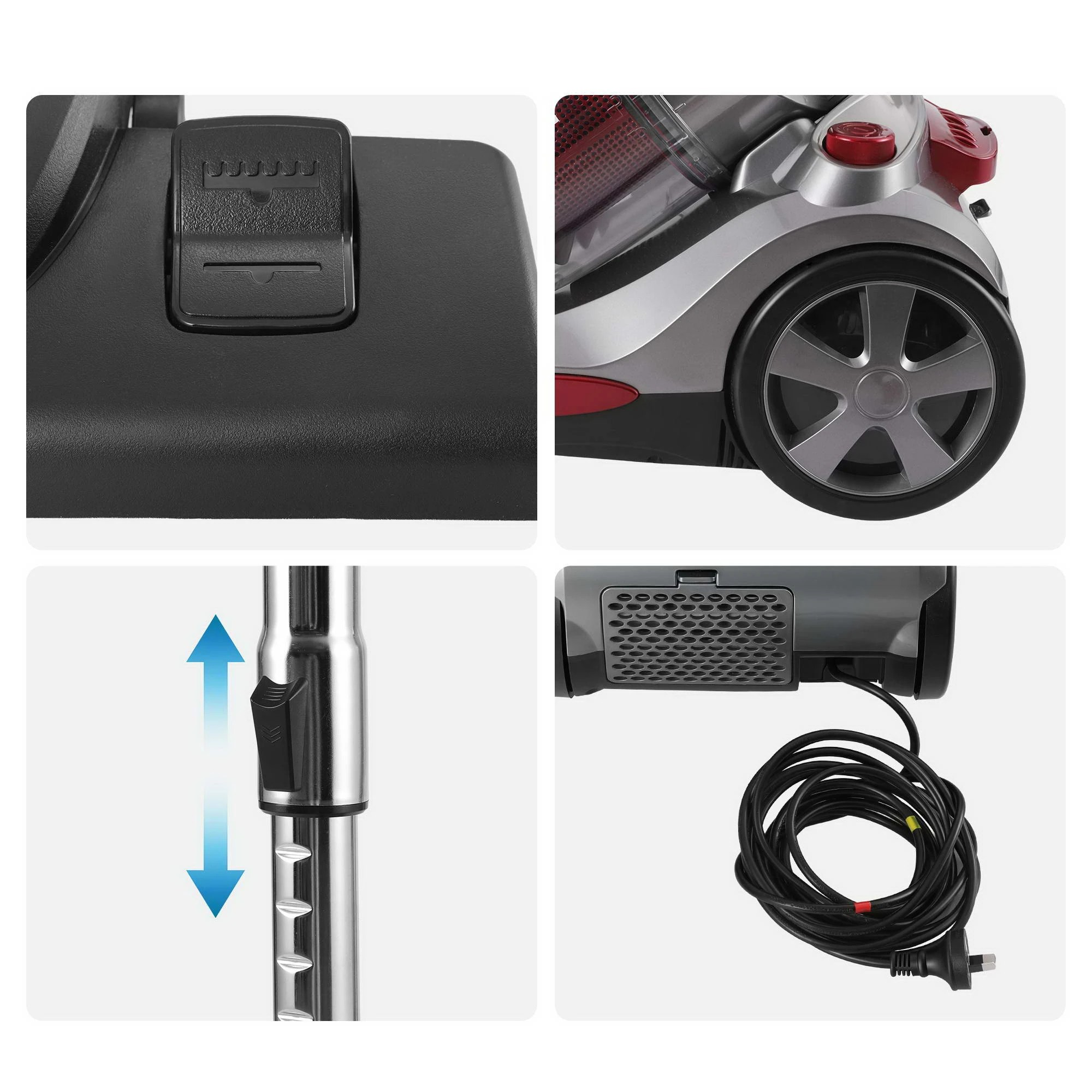9 Devanti Vacuum Cleaner Bagless Canister 2000W 25kPa Powerful Suction 4L - Red, 9 of 9