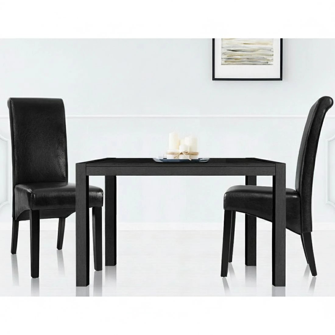 4 Artiss Dining Chairs Set of 2 Leather Parsons Chair - Black, 4 of 6