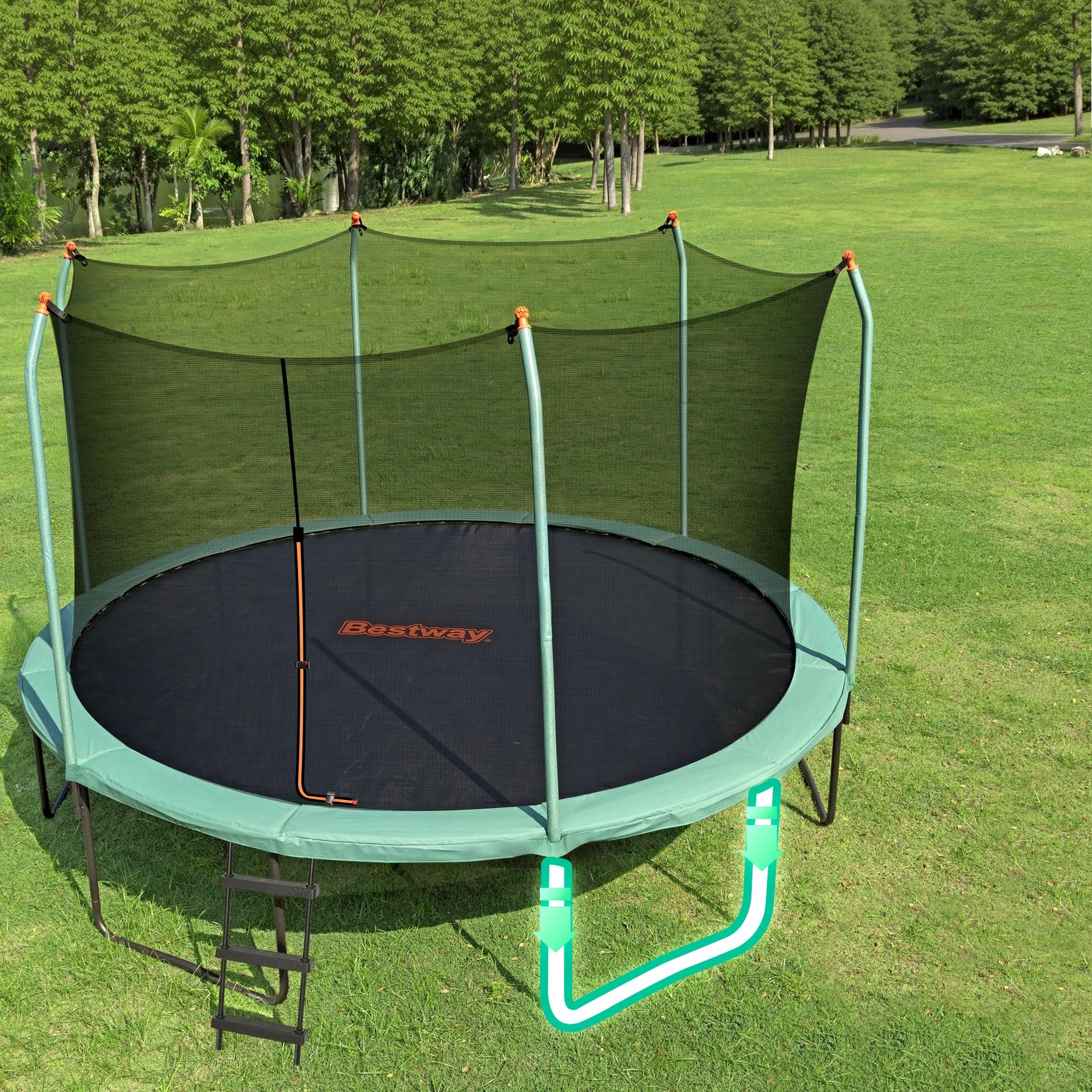 5 Bestway 14ft Trampoline Kids Rebounder Safety Net Enclosure Outdoor Fitness for Ages 6+ - Multi, 5 of 9