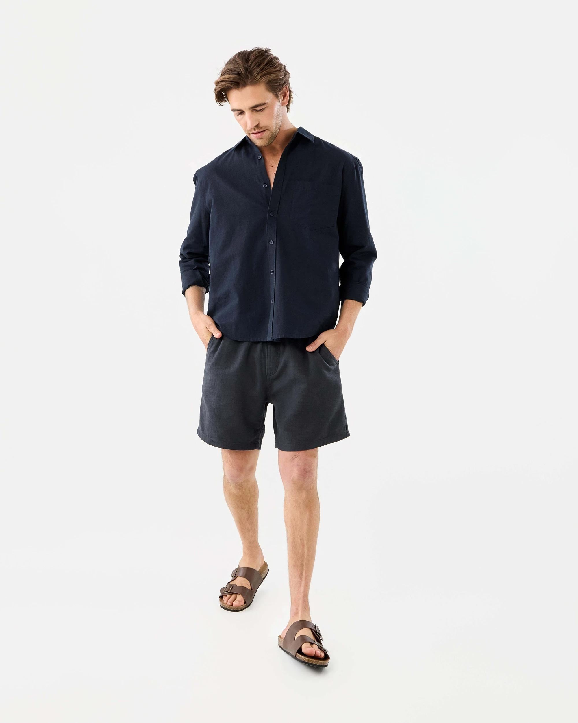2 Cotton Slub Volley Shorts Blu Ombre, 2 of 9