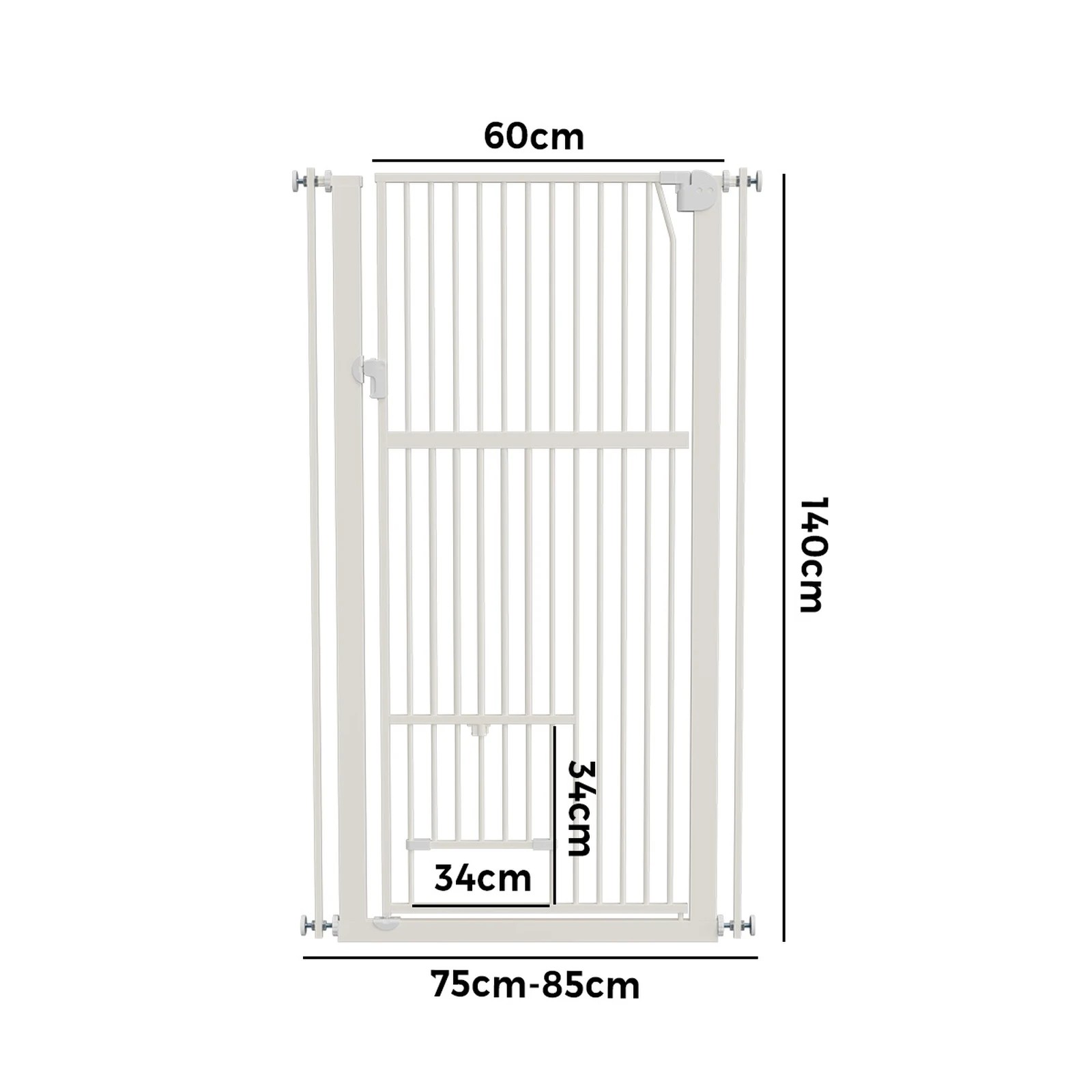 7 Alopet 143cm Retractable Safety Gate Pet Dog Cat with Walk Through Door - White, 7 of 7
