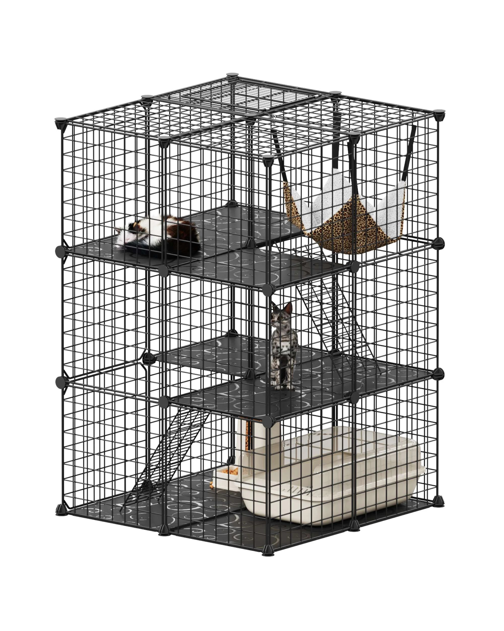 4 Advwin DIY Cat Cage 3 Tier Pet Crate Cat Villa, 4 of 8
