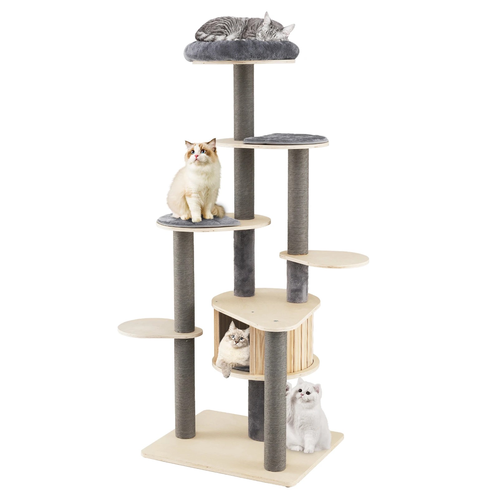 7 Costway 172cm Multi-level Cat Tower w/Scratching Posts Condo Indoor Kitty Tree, 7 of 7