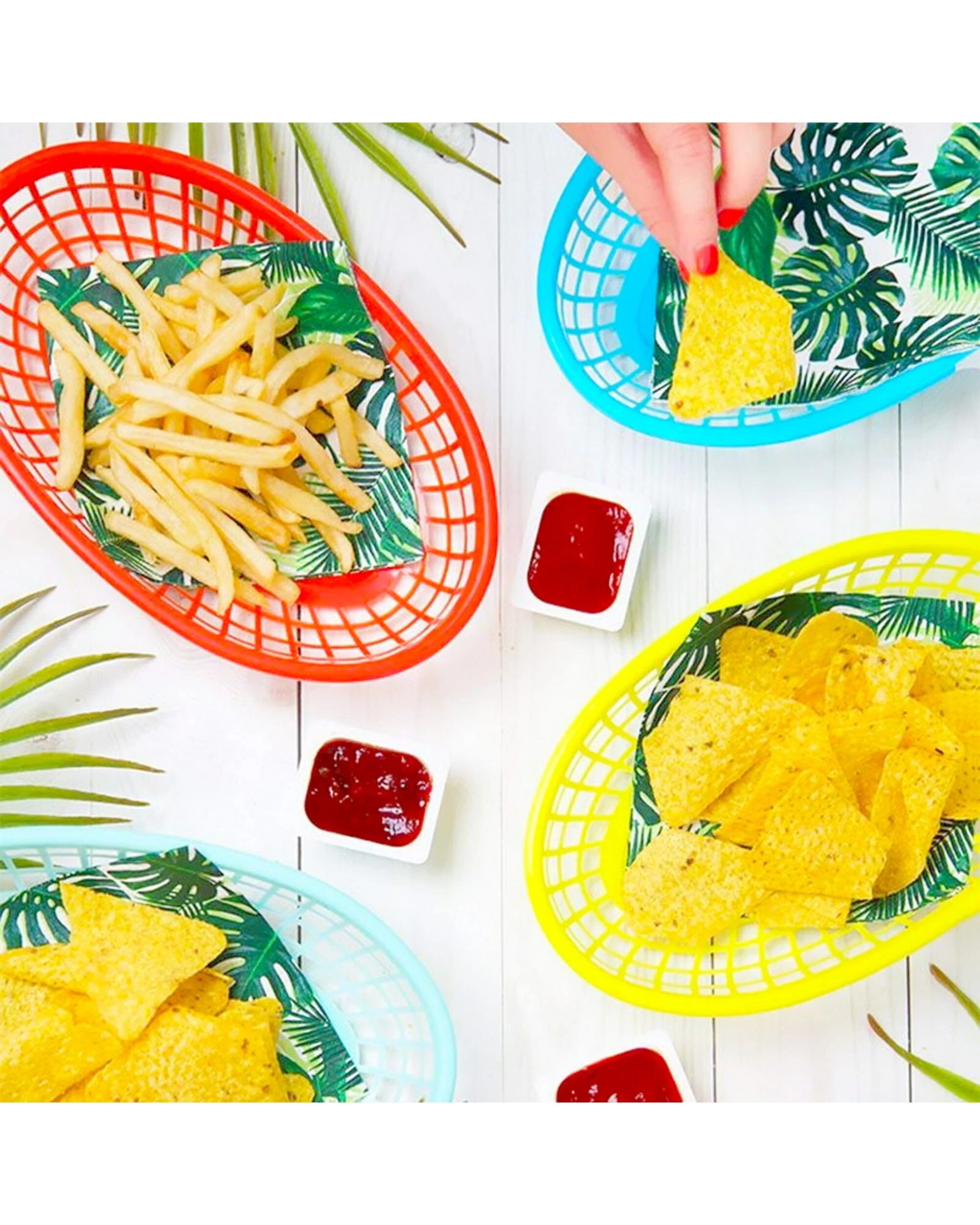 2 Partyrama Coloured Plastic Snack Baskets Pack of 6, 2 of 3