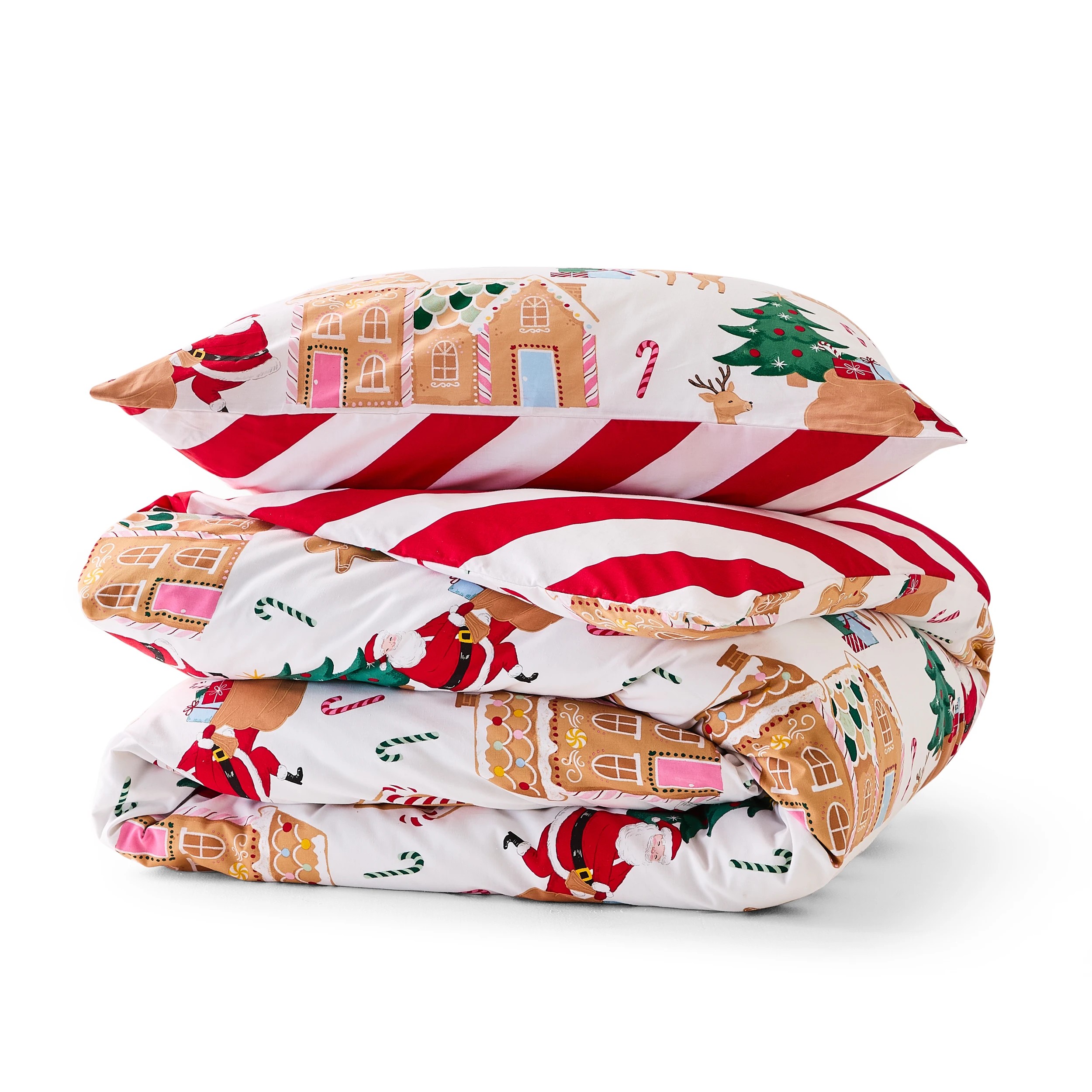 6 Gingerbread Village Reversible Cotton Rich Quilt Cover Set - Single Bed, 6 of 7