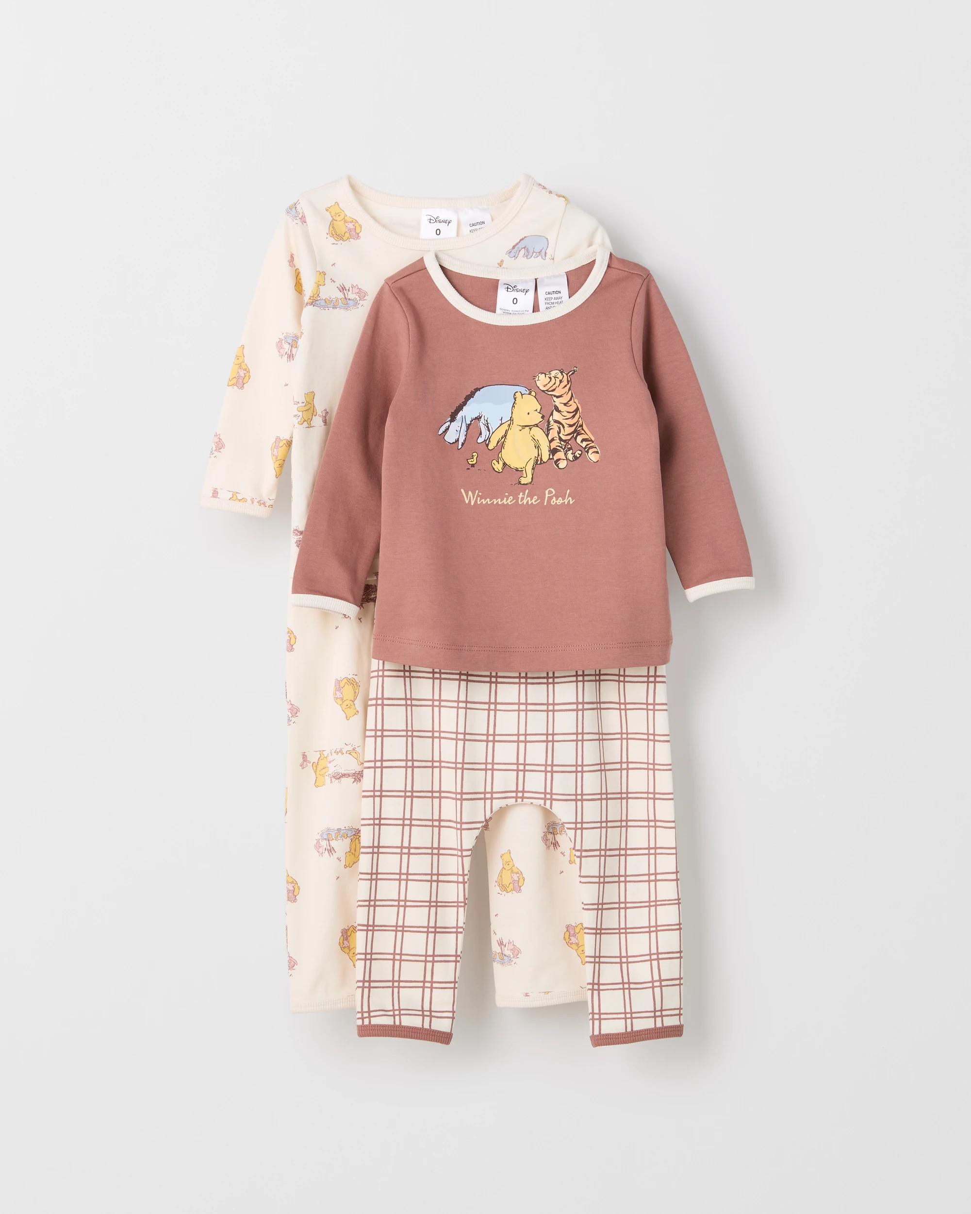 1 Disney Winnie The Pooh Organic Cotton 2 Pack Baby Pyjama Set NEUTRAL, 1 of 5