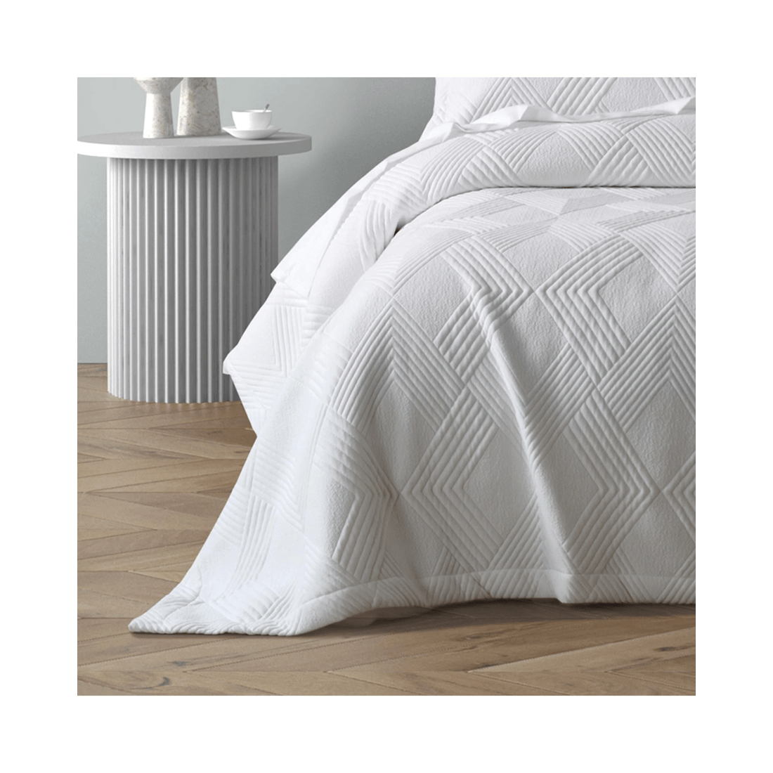 3 Bianca Bedding Cassiano White Jacquard Coverlet Set, Single - Includes 1 Coverlet & 2 Standard
 - Single Bed
 - white, 3 of 5