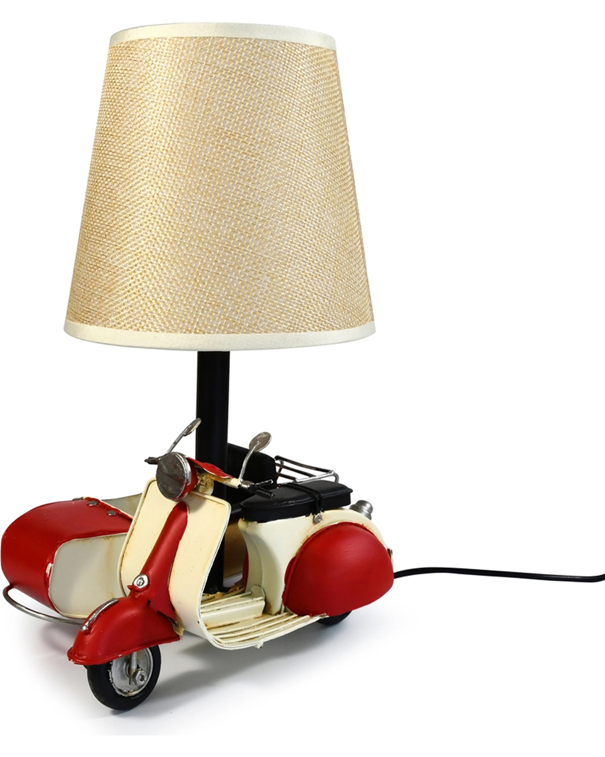 3 Auto Petit USB LED Lamp Scooter & Sidecar Home Decor 18x26cm - Red, 3 of 7
