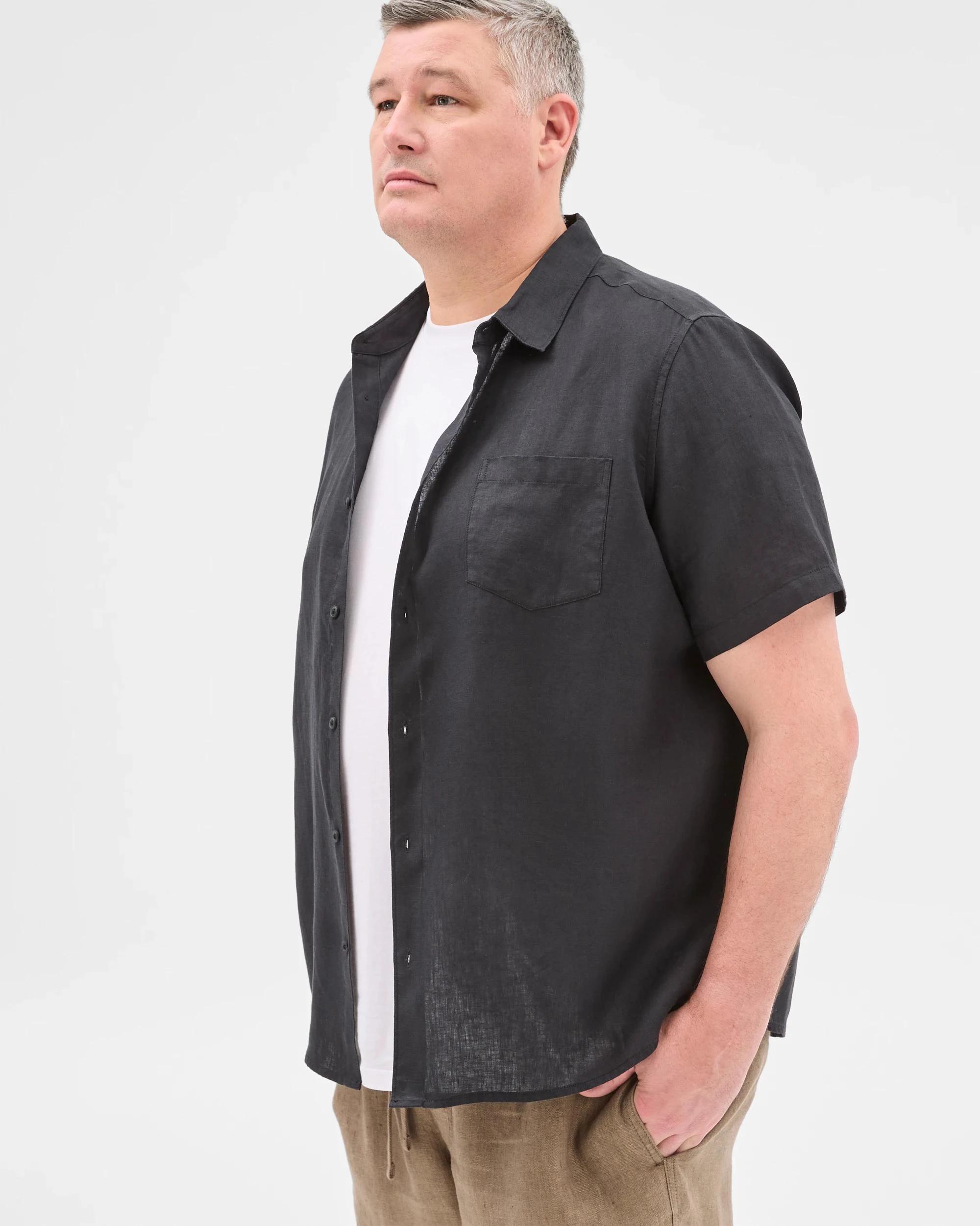 4 Target Man Plus Plus Size European Linen Shirt BLACK, 4 of 5