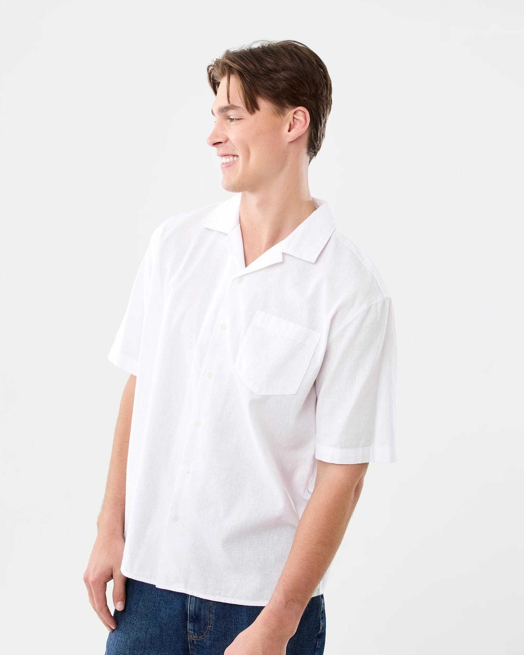 2 Short Sleeve Cotton Linen Shirt White, 2 of 7