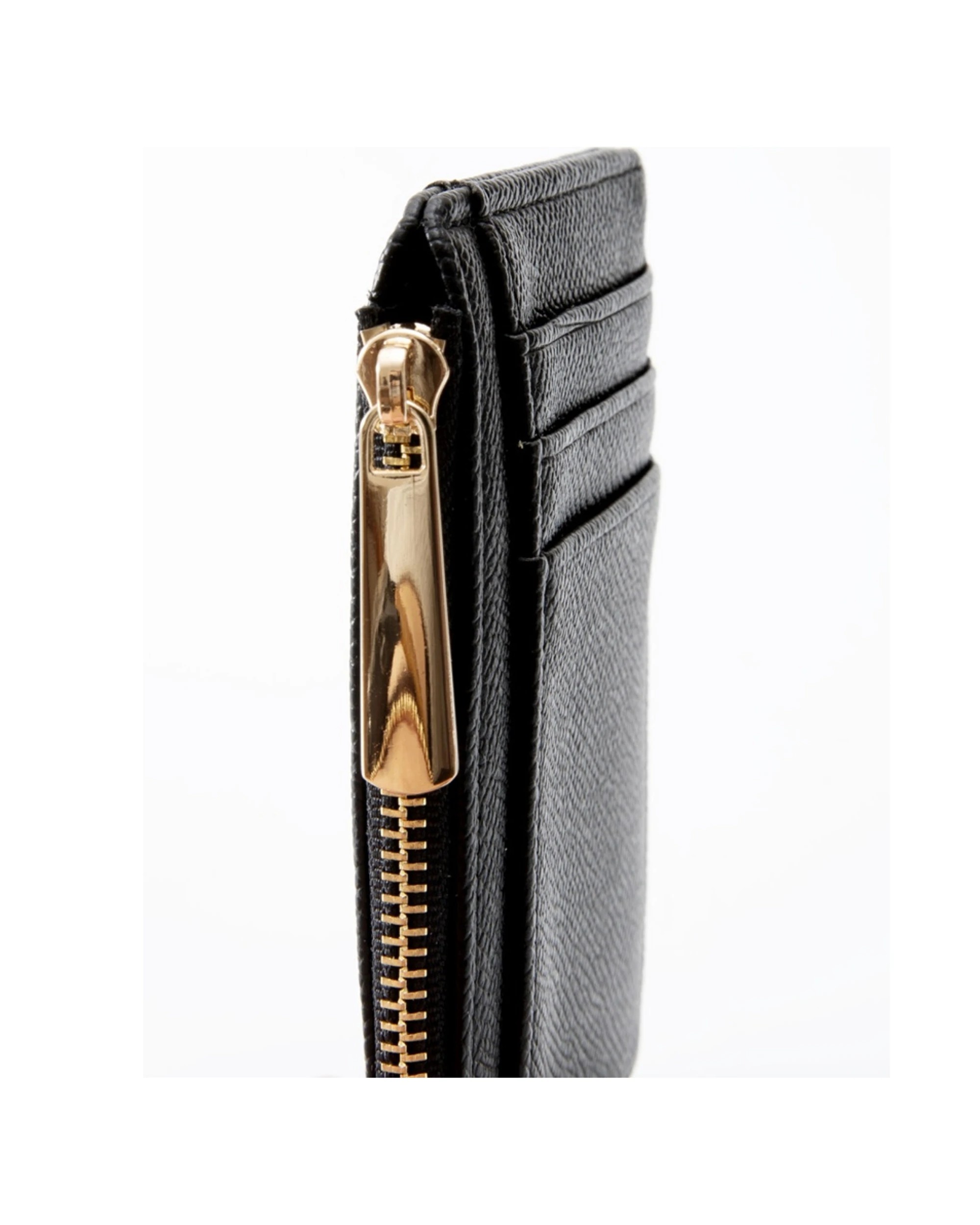 5 Tosca PU Wallet Textured Leather Cardholder Zip Around Slim Design - Black, 5 of 5
