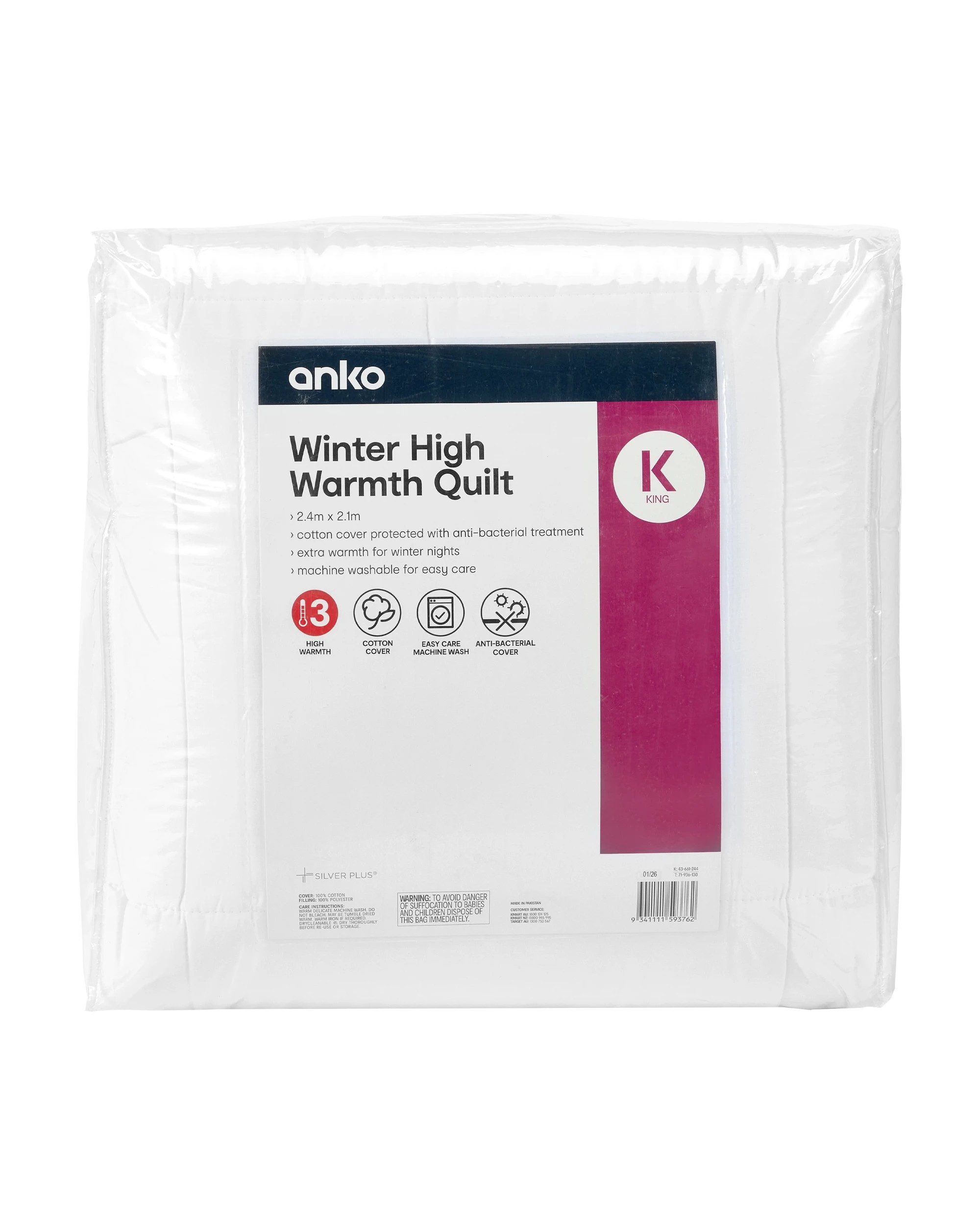 1 Winter High Warmth Quilt - King Bed, White, 1 of 4