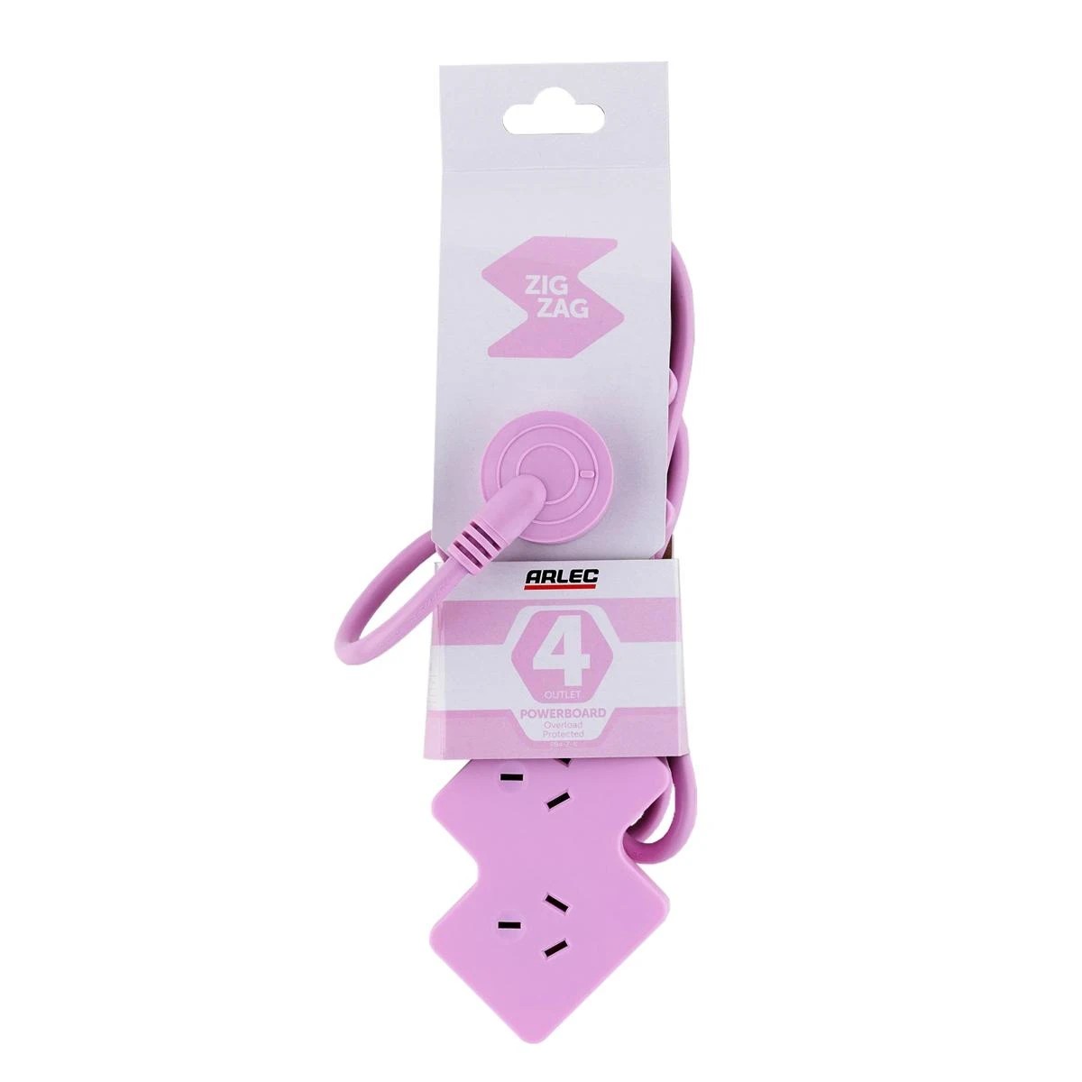 4 Arlec 4 Outlet Zig Zag Overload Protected Powerboard - Pink, 4 of 5