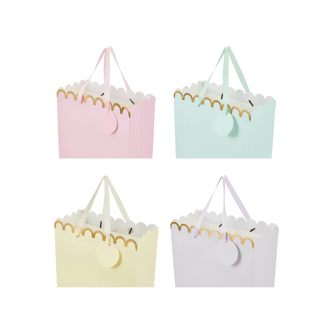 3 4 Pack Multi Pastel Scalloped Gift Bags - Large, 3 of 4