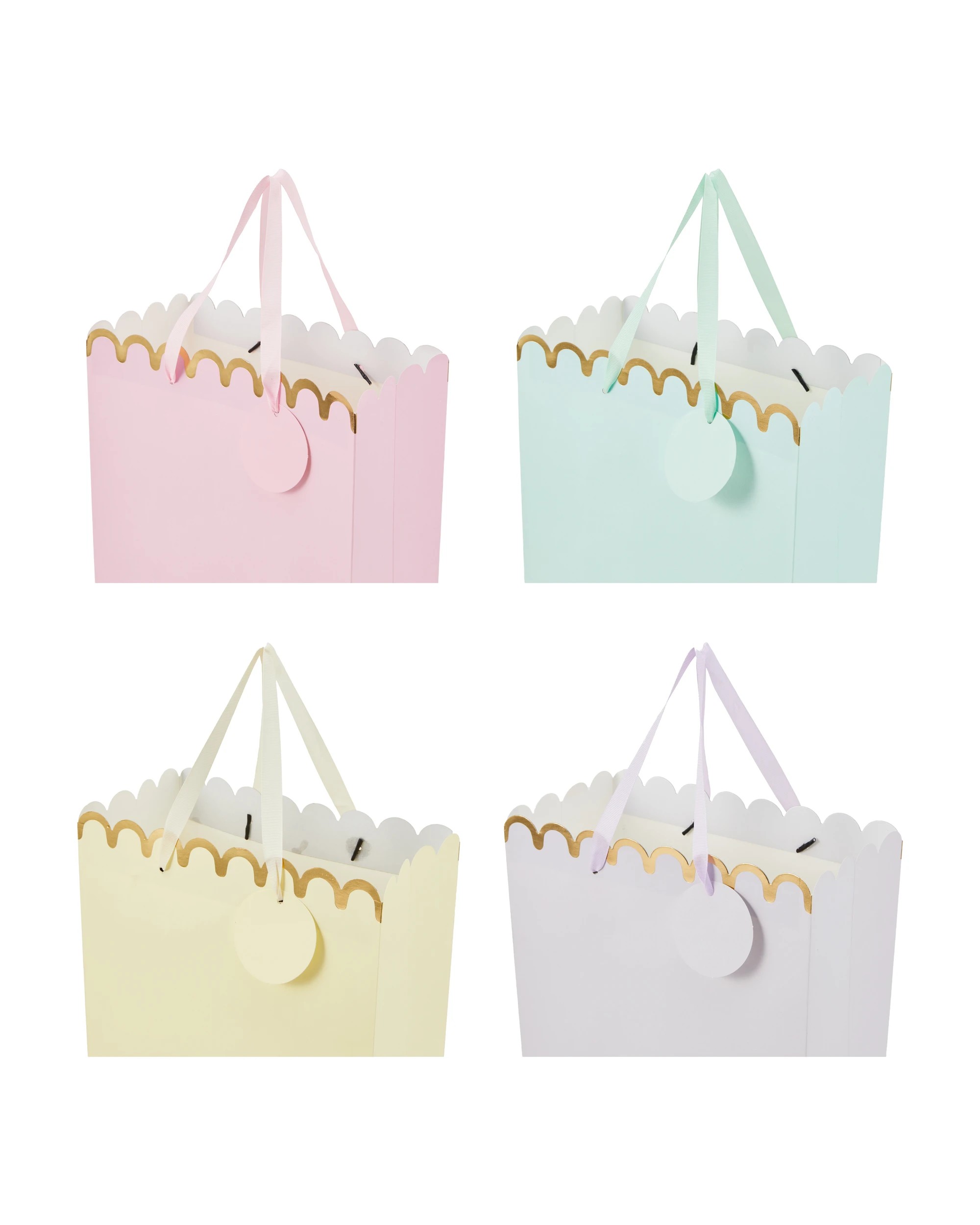 3 4 Pack Multi Pastel Scalloped Gift Bags - Large, 3 of 4