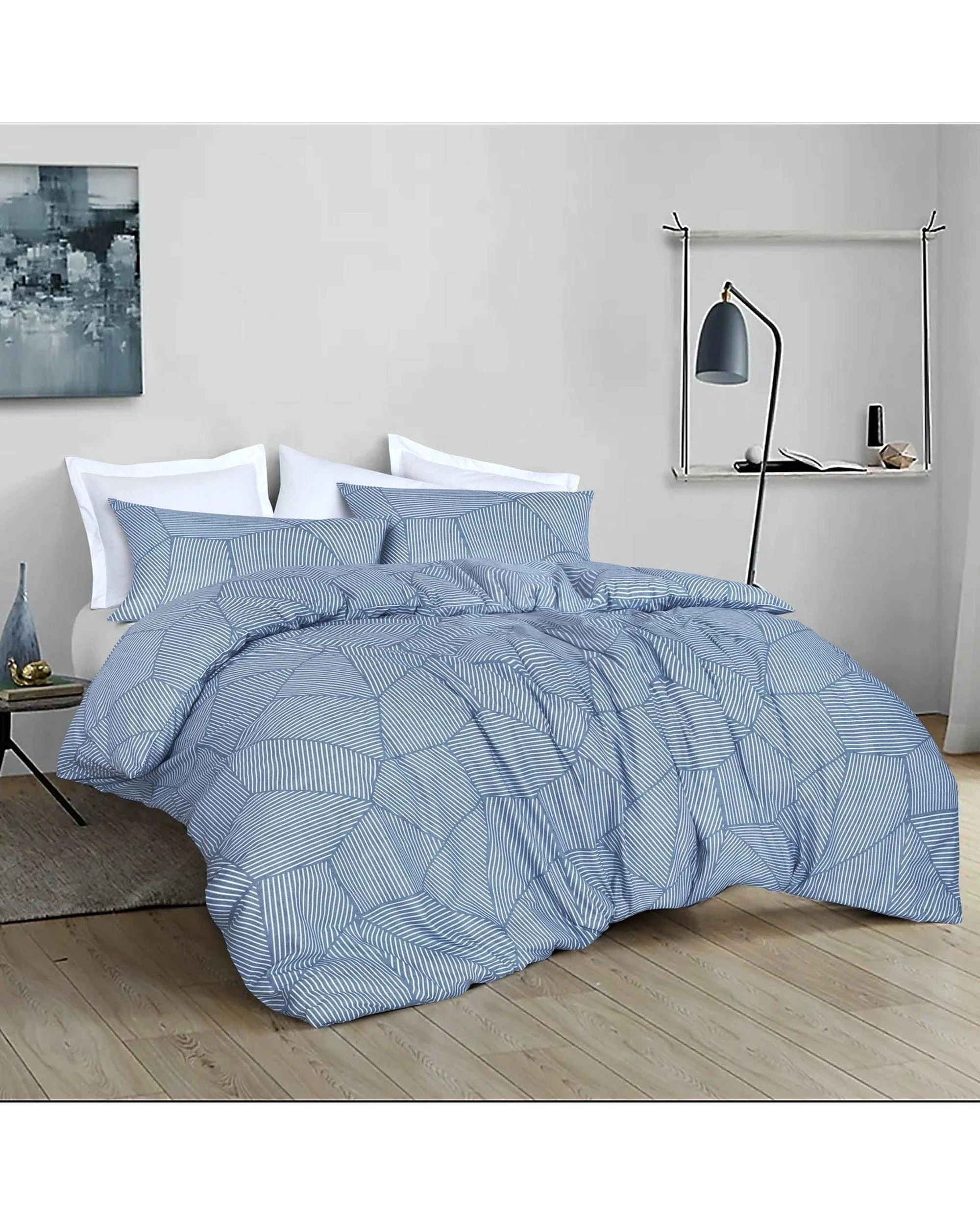 2 Amsons Pure Cotton Quilt Cover Set With Extra Standard Pillowcases - King Bed - Blue, 2 of 3