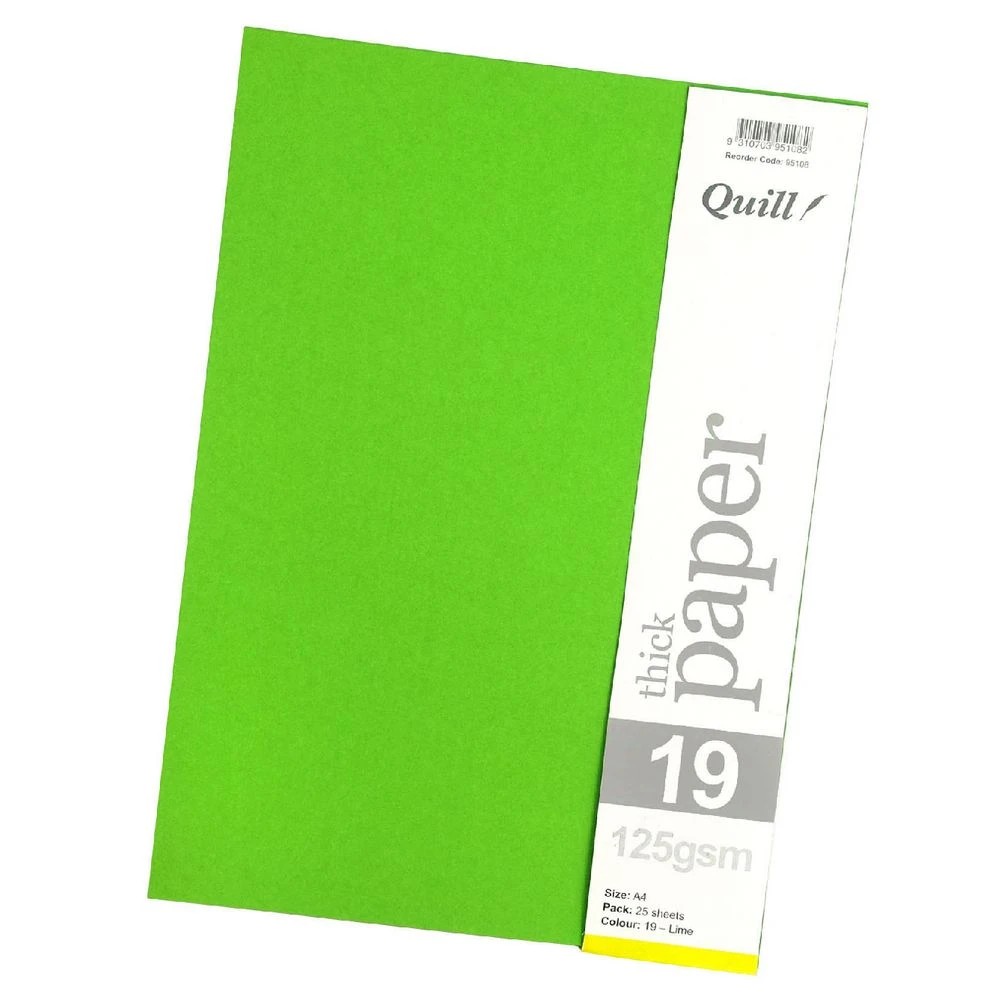 4 Quill A4 125gsm Paper Lime 25 Pack, 4 of 4