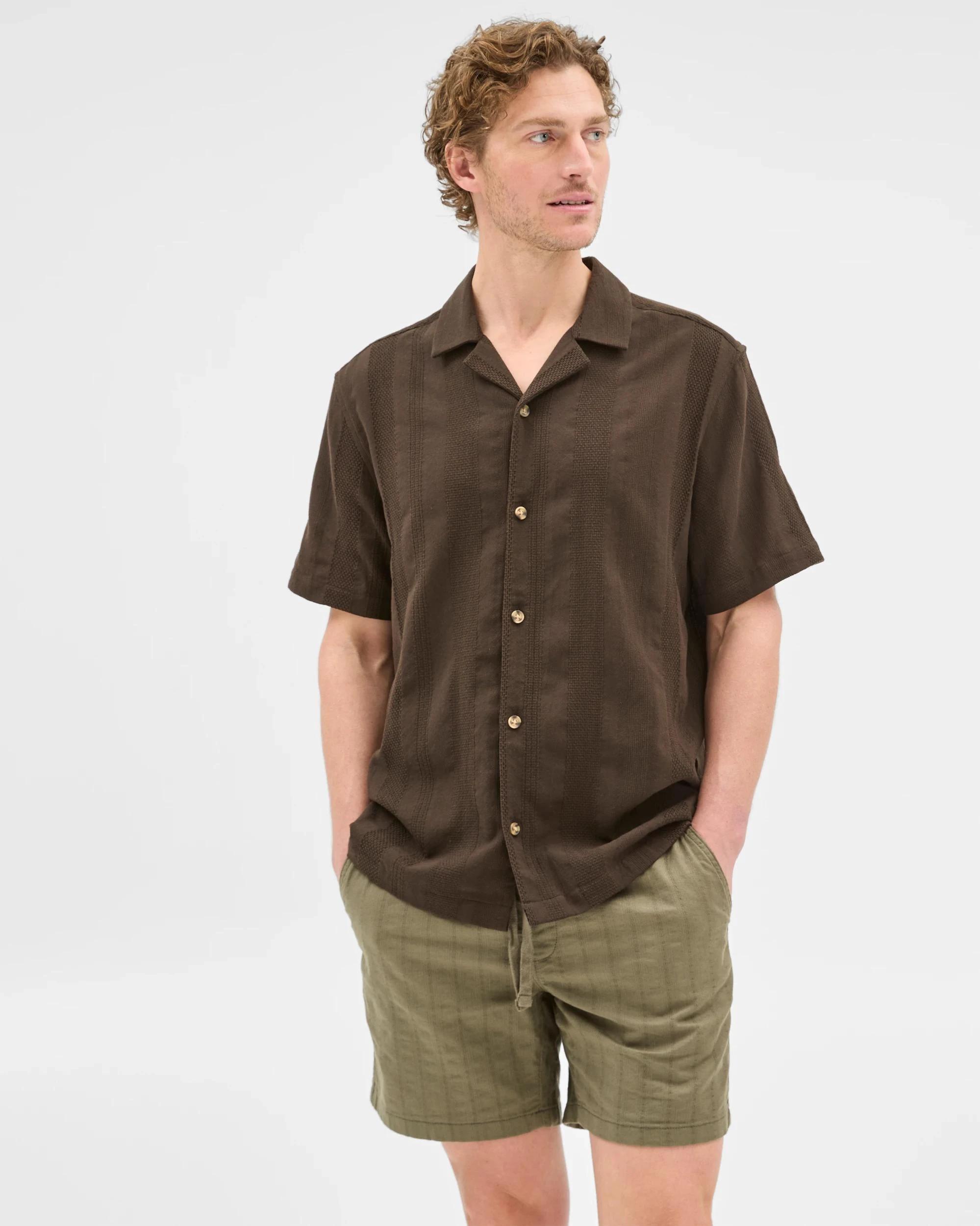 1 Target Australian Cotton Textured Stripe Shorts KHAKI, 1 of 6