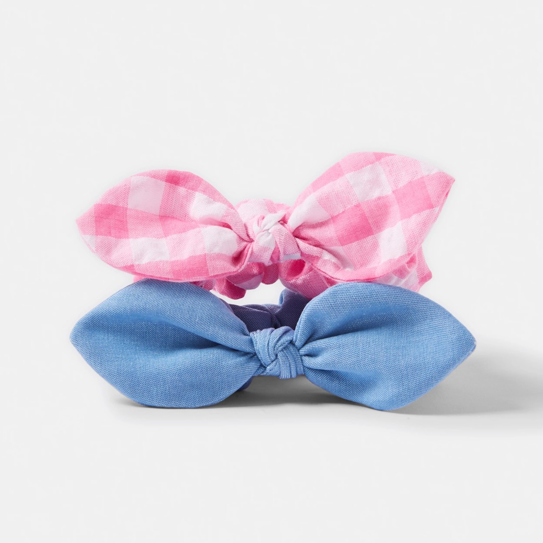 1 2 Pack Gingham and Chambray Hair Scrunchies, 1 of 3