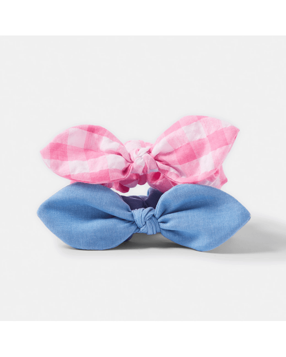 2 Pack Gingham and Chambray Hair Scrunchies