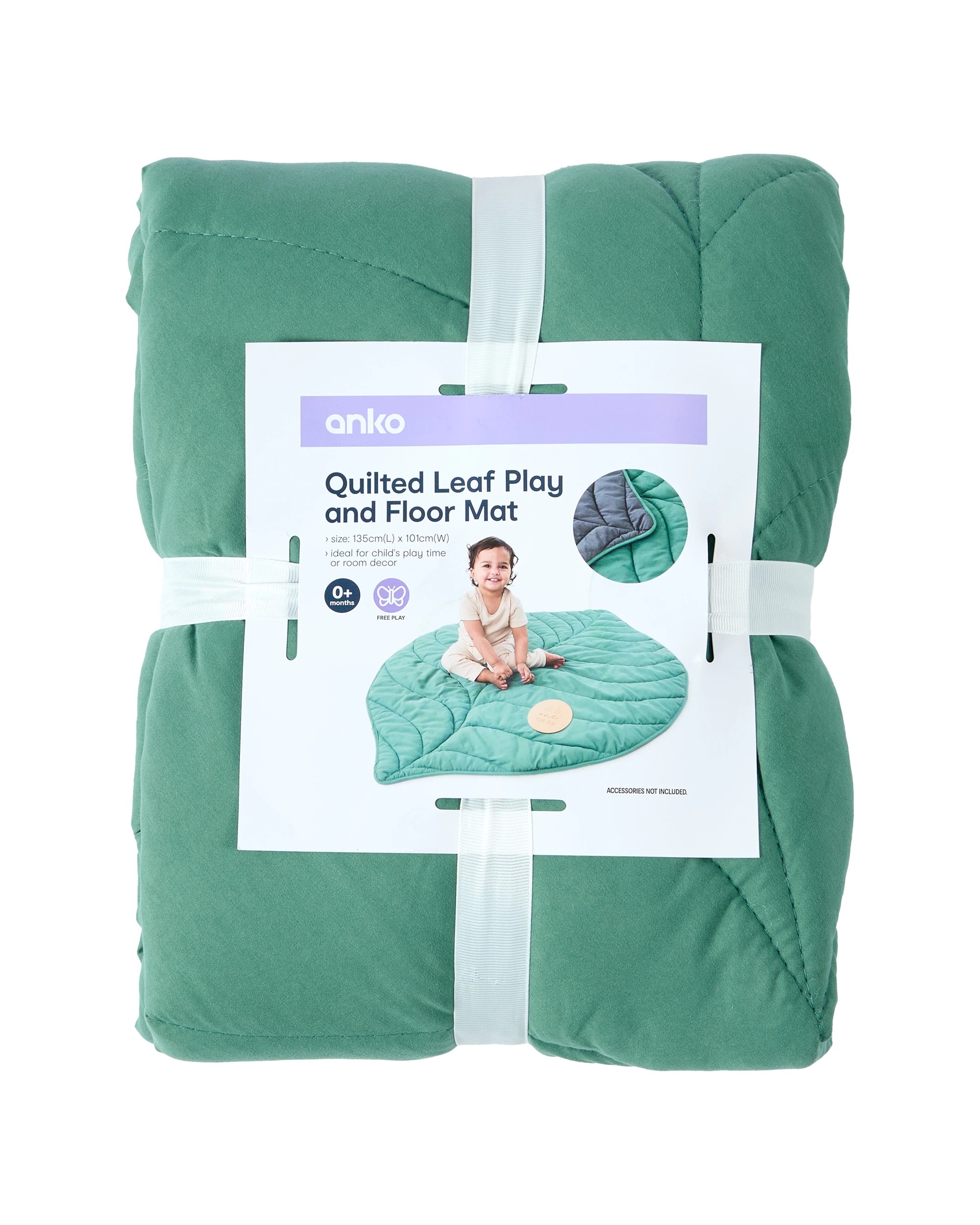 6 Quilted Leaf Play and Floor Mat - Green, 6 of 7